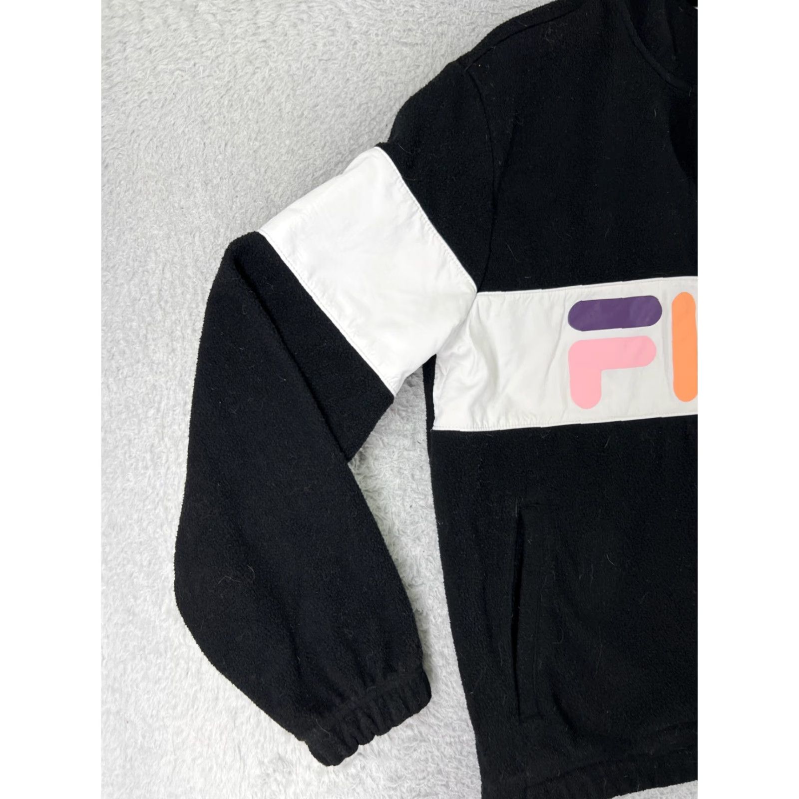 Fila VINTAGE FILA Sweater Womens Small Black Logo 1/4 Zip Mock Neck Fleece Size S / US 4 / IT 40 - 6 Thumbnail