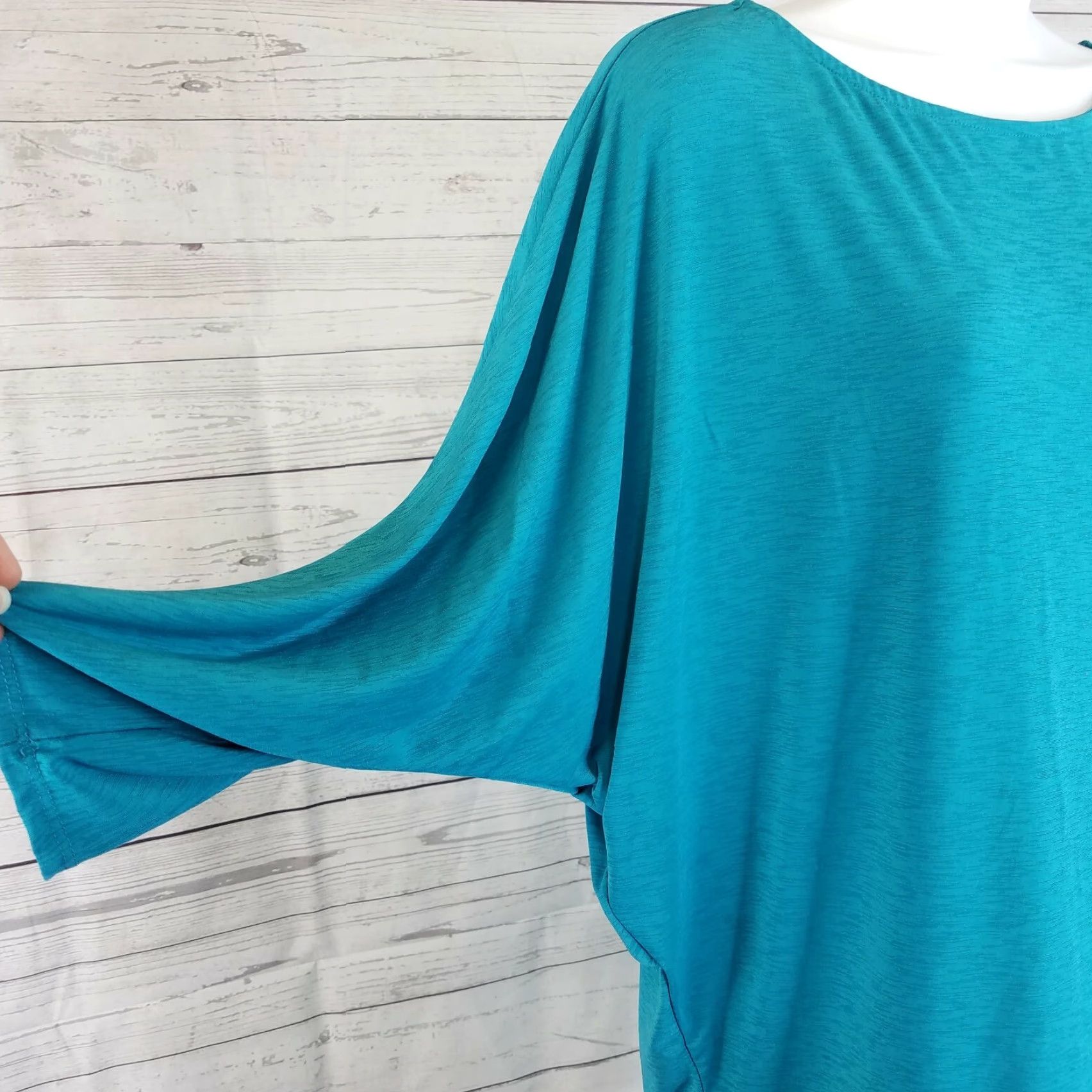 Altea L&B Womens Blouse Dolman Sleeve Top Medium Teal/Blue Pullover Solid Pattern Size M / US 6-8 / IT 42-44 - 3 Thumbnail