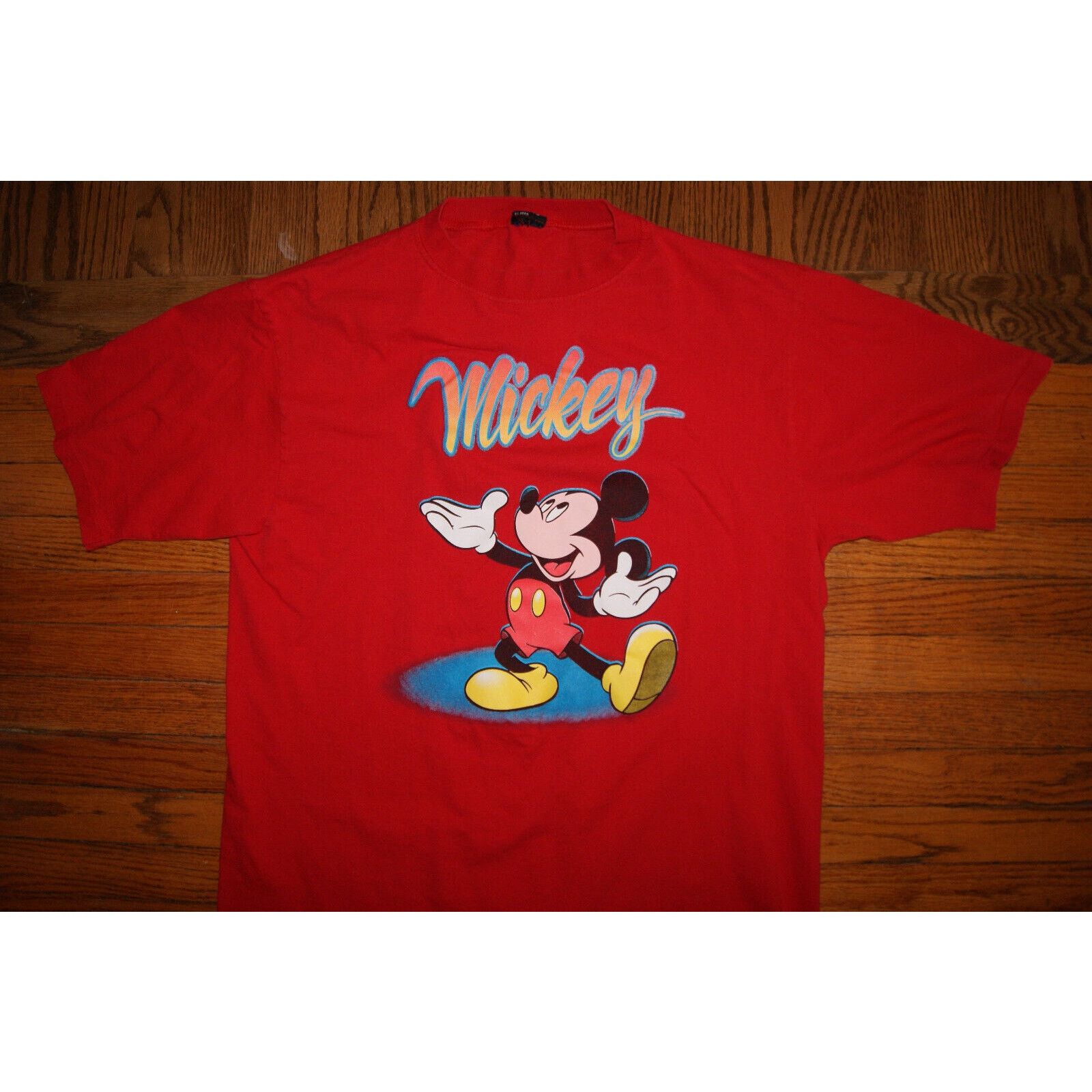 Disney VTG 90 Script Disney Mickey Mouse L TShirt Rare Screen Print Size US L / EU 52-54 / 3 - 1 Thumbnail