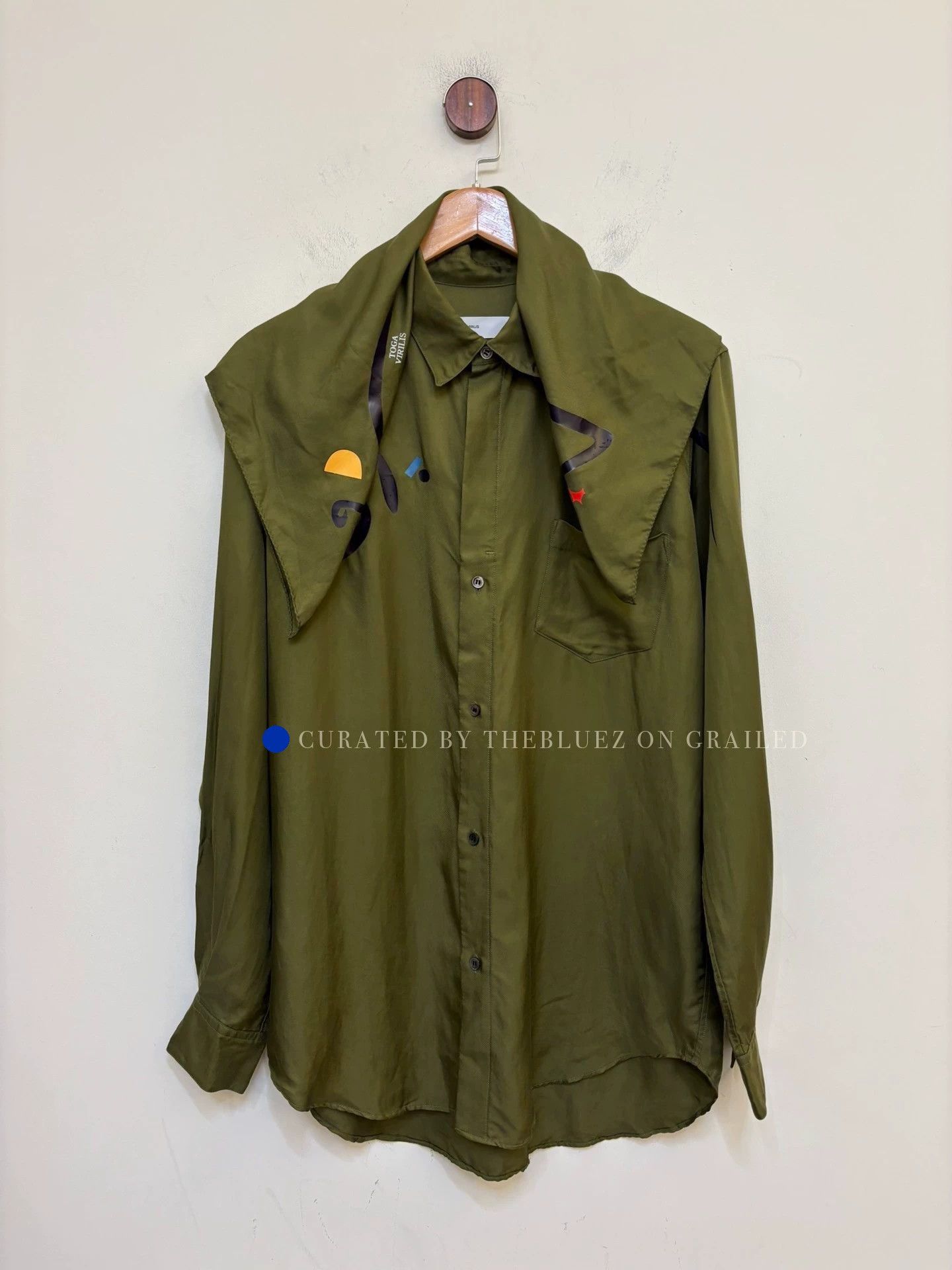 TOGA VIRILIS Green Long Sleeve Button-Up Shirt with Abstract Design Size US M / EU 48-50 / 2 - 1 Thumbnail
