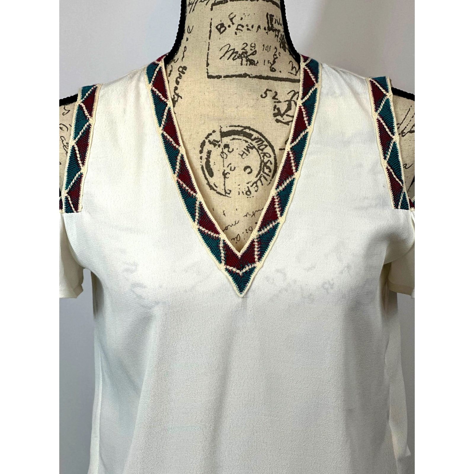 Maje Maje Lisea Cold Shoulder Crepe Top Black White S Size S / US 4 / IT 40 - 5 Thumbnail