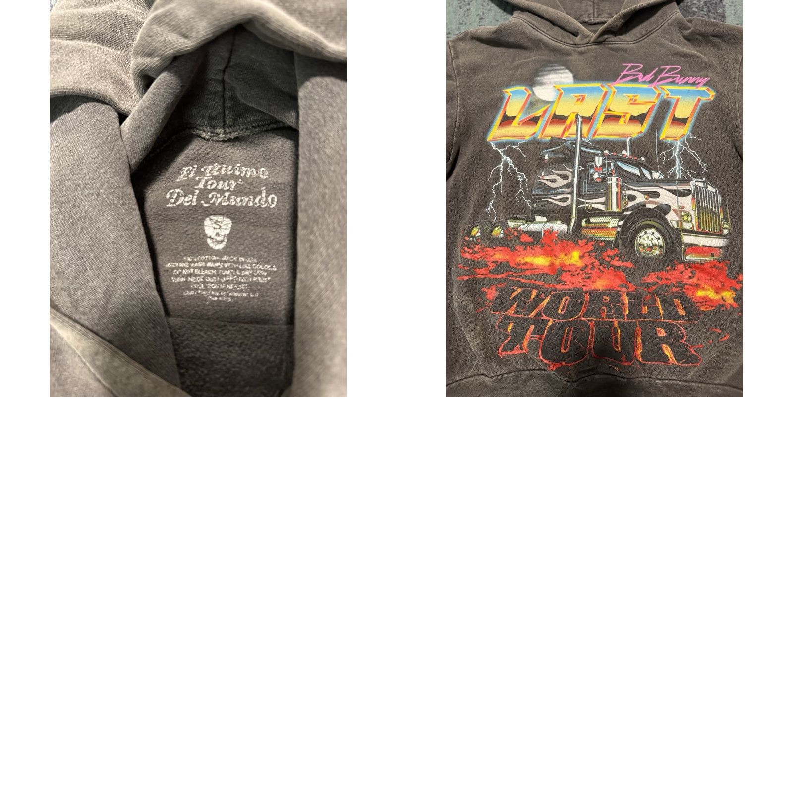 Vintage VINTAGE Bad Bunny El Último Tour Del Mundo 2022 Hoodie Trucker Graphic Size S Black Unisex Adults Cotton Pullover Graphic Print Skull Mens Size US S / EU 44-46 / 1 - 10 Thumbnail
