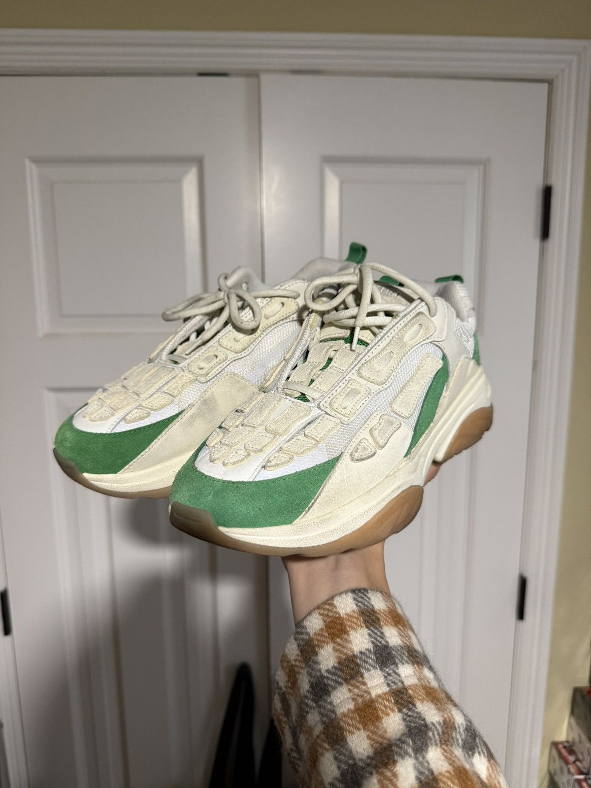 Amiri Amiri Cream/Green Bone Sneakers Size US 10 / EU 43 - 1 Thumbnail