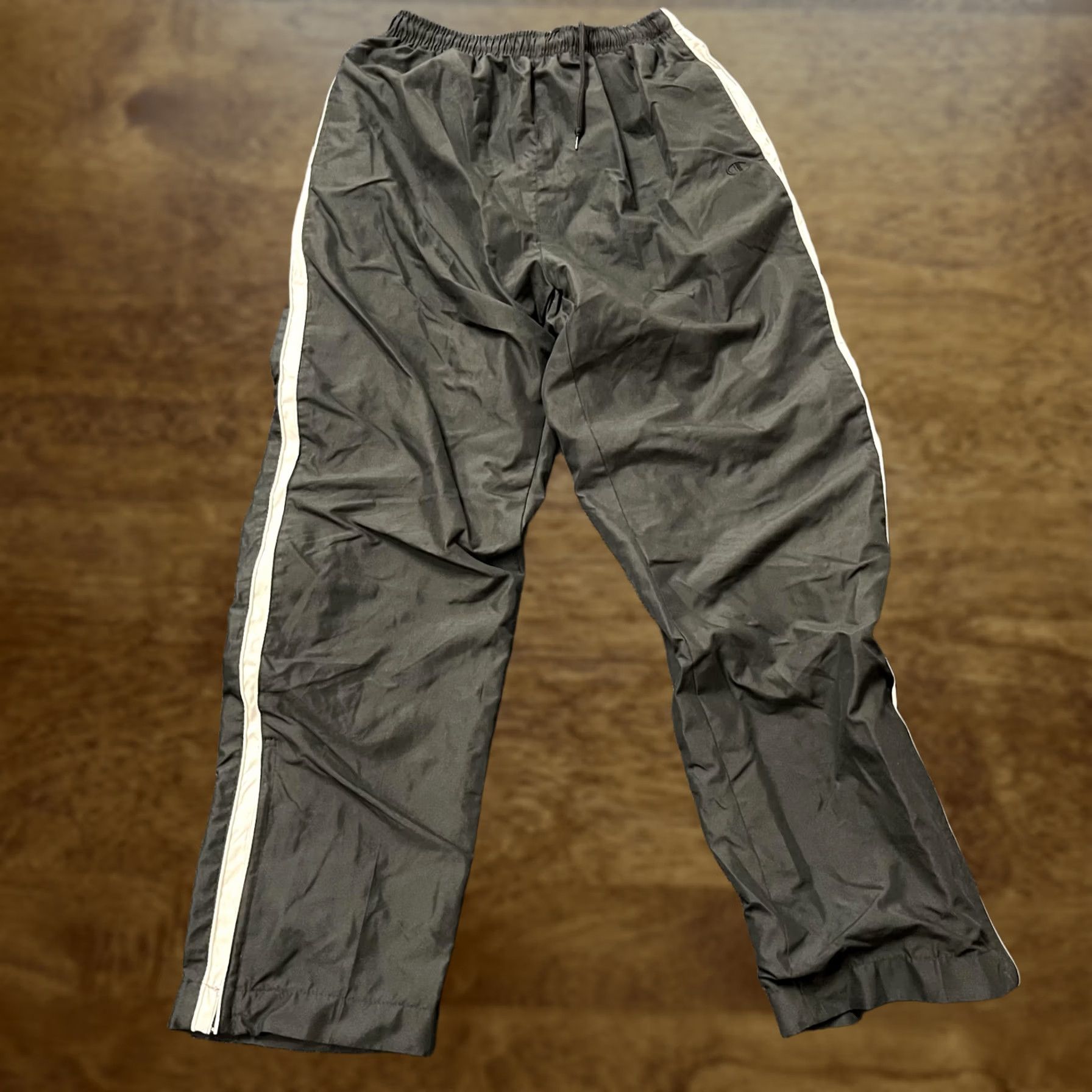 Champion Champion Track Pants Mens M Green Stripe Pockets Elastic Drawstring Ankle Zipper Athletic Running Jogging Gym Casual Size US 31 - 1 Thumbnail