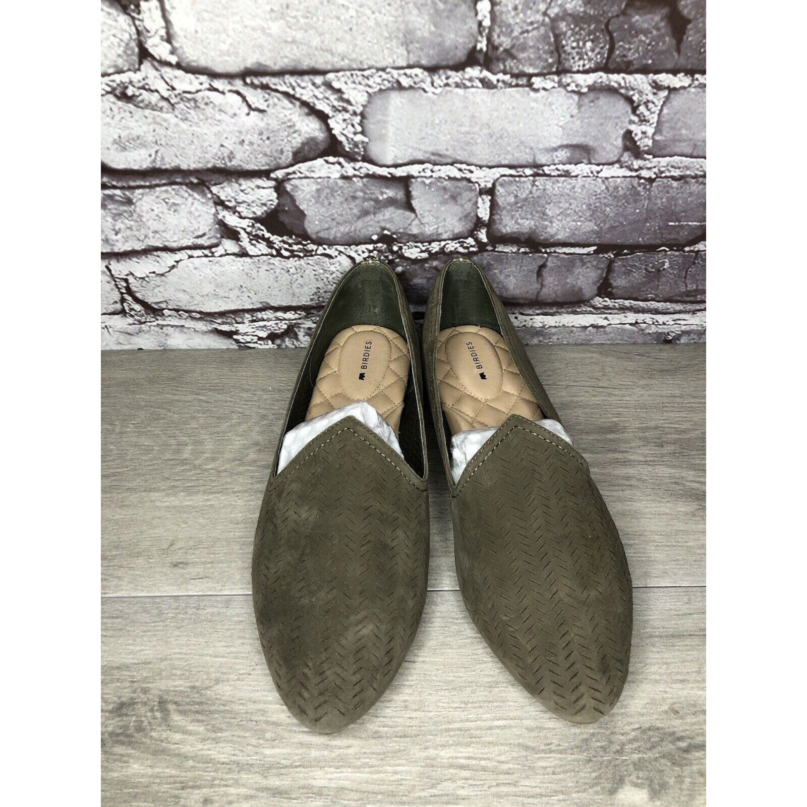 Sun Buddies Birdies Olive Green Suede Leather Comfort Loafer Flats Women Size US 10 / IT 40 - 9 Thumbnail