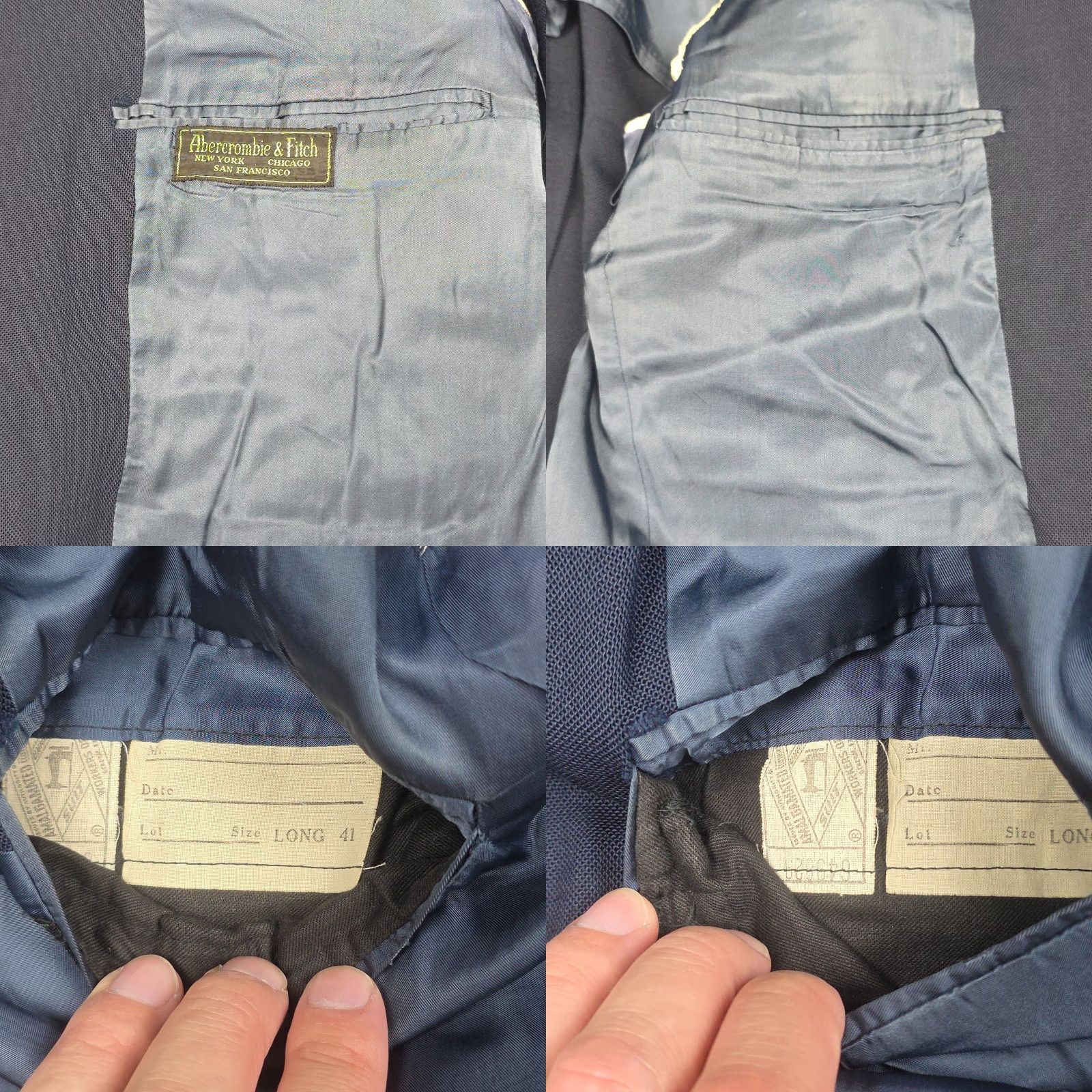 Vintage VINTAGE Abercrombie and Fitch Jacket Blazer Men 41 Long Navy Blue Union Made Wool 100% Retro 1970s Mens Size 42R - 8 Thumbnail