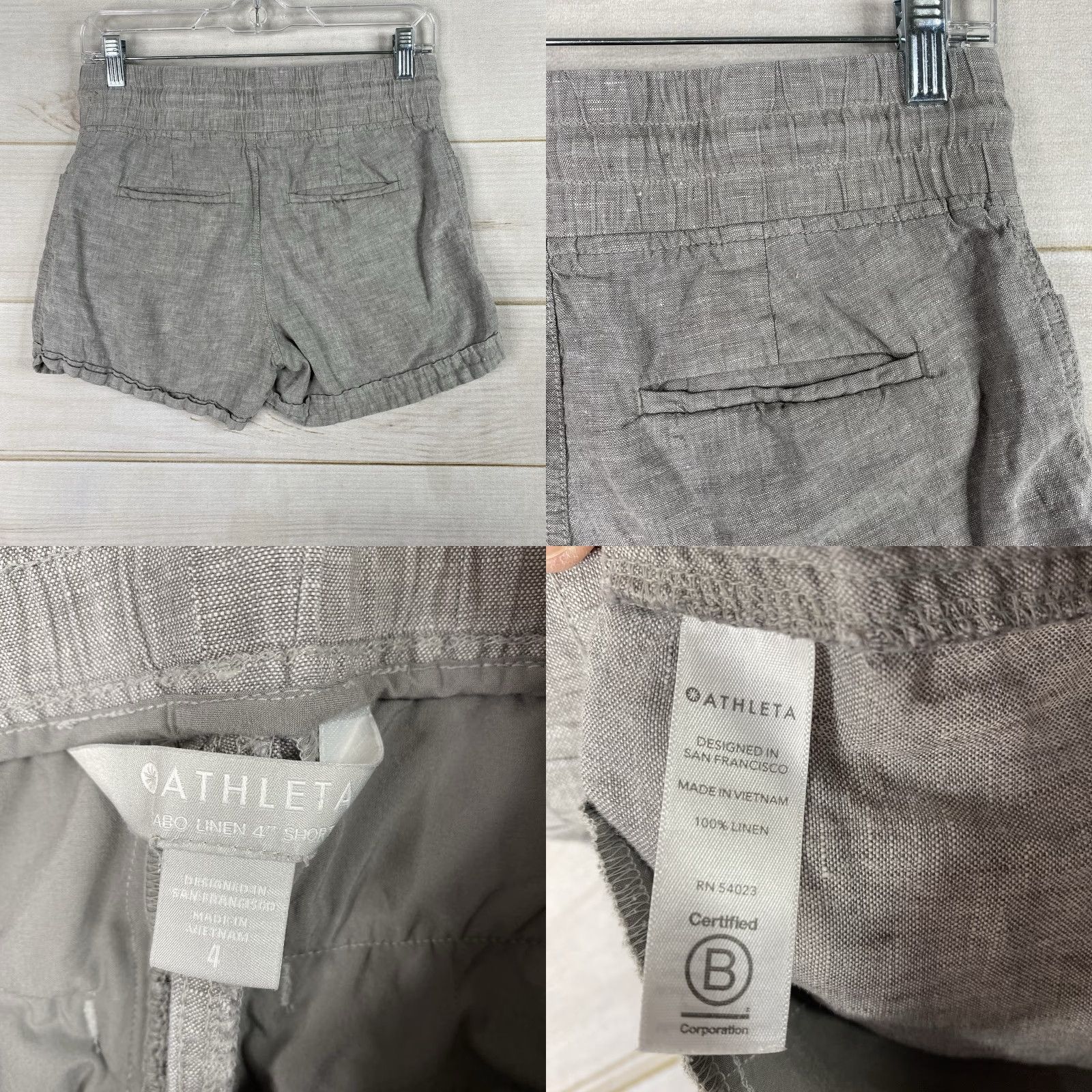 Athleta Athleta Shorts Women 4 Gray 4" Cabo 100% Linen Hiking Outdoors Beach Travel Size 27" / US 4 / IT 40 - 8 Thumbnail