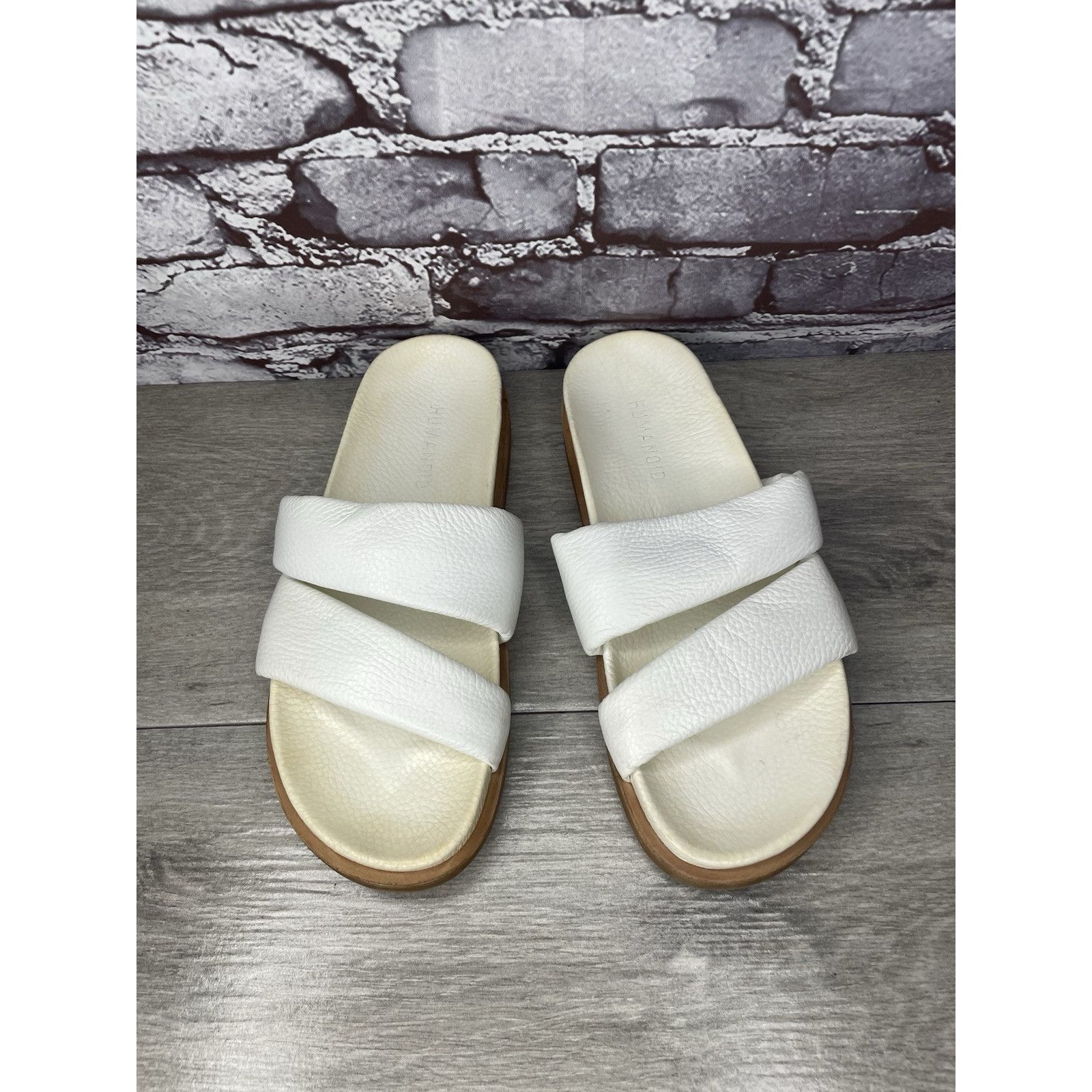 Other Humanoid White Leather Platform Strap Slides Wedge Sandals W Size US 8.5 / IT 38.5 - 8 Thumbnail