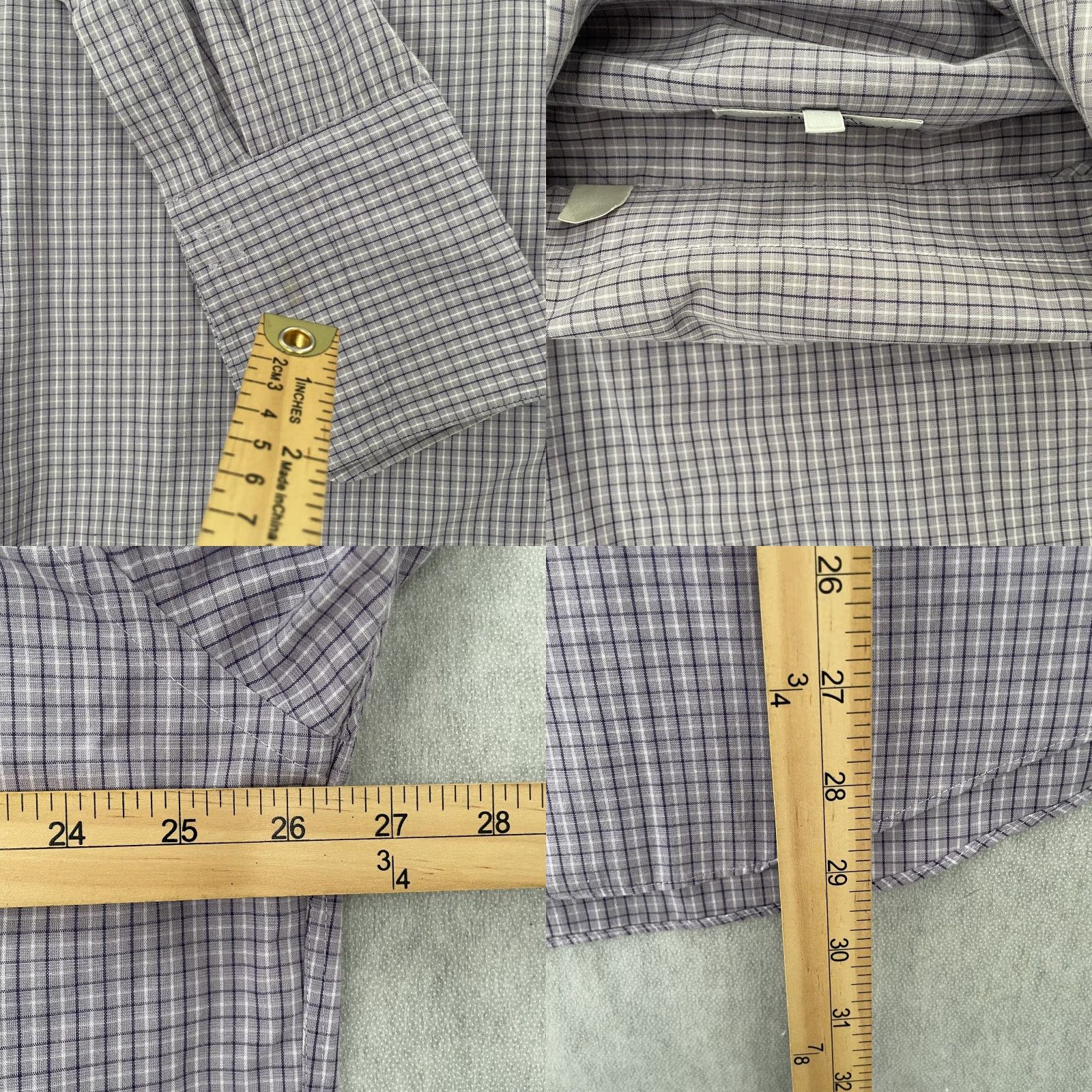 Yves Saint Laurent YSL Saint Laurent Shirt Adult XL Purple Button-Up Long Sleeve Mens French Cuff Casual Formal Business Check Blue Size US XL / EU 56 / 4 - 8 Thumbnail