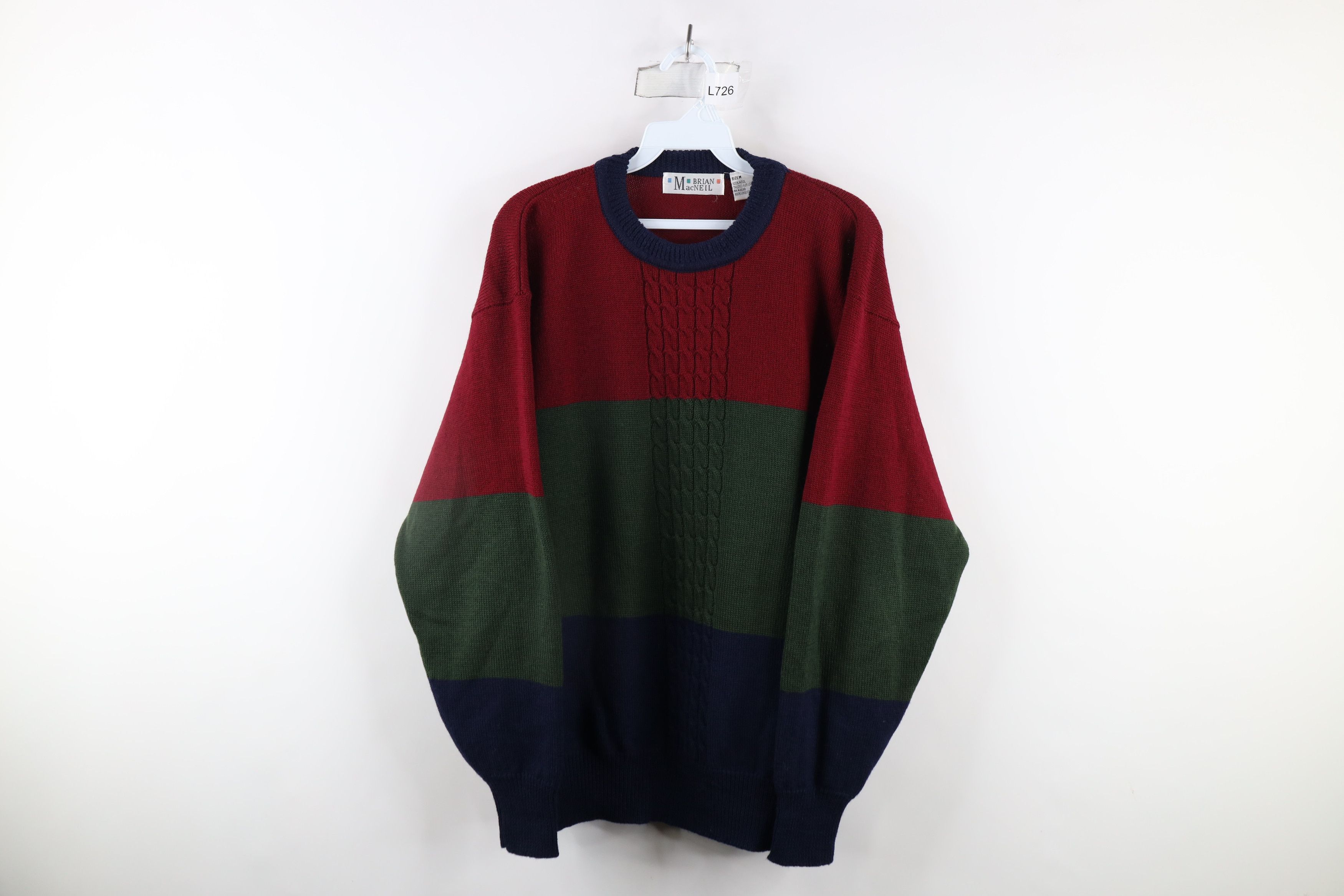 Vintage Vintage 90s Streetwear Wool Cable Knit Crewneck Sweater Size US M / EU 48-50 / 2 - 1 Thumbnail