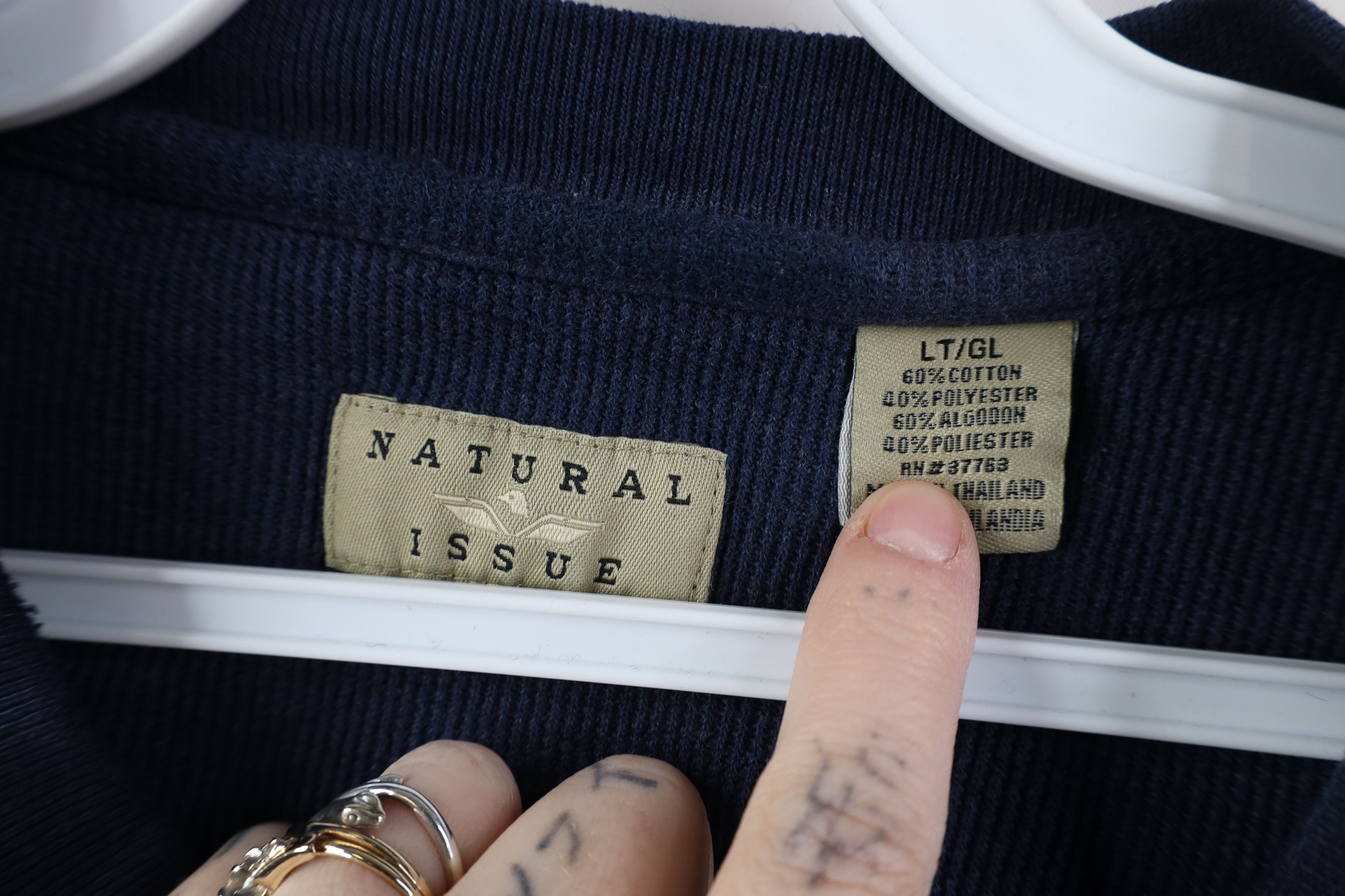 Vintage Vintage 90s Streetwear Thermal Ribbed Knit Henley T-Shirt Size US L / EU 52-54 / 3 - 6 Thumbnail