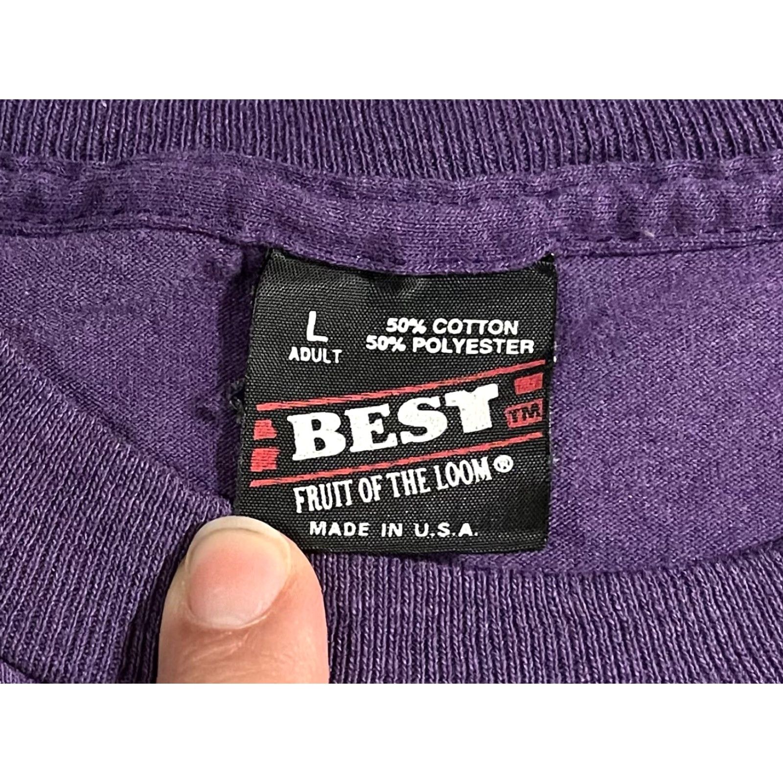 Fruit Of The Loom VINTAGE New York Twin Towers NYC Shirt Men’s Large Purple Single Stitch 90s Brand Fruit of the Loom Shirt Men L Purple 90s NYC Vintage Mens Size US L / EU 52-54 / 3 - 6 Thumbnail