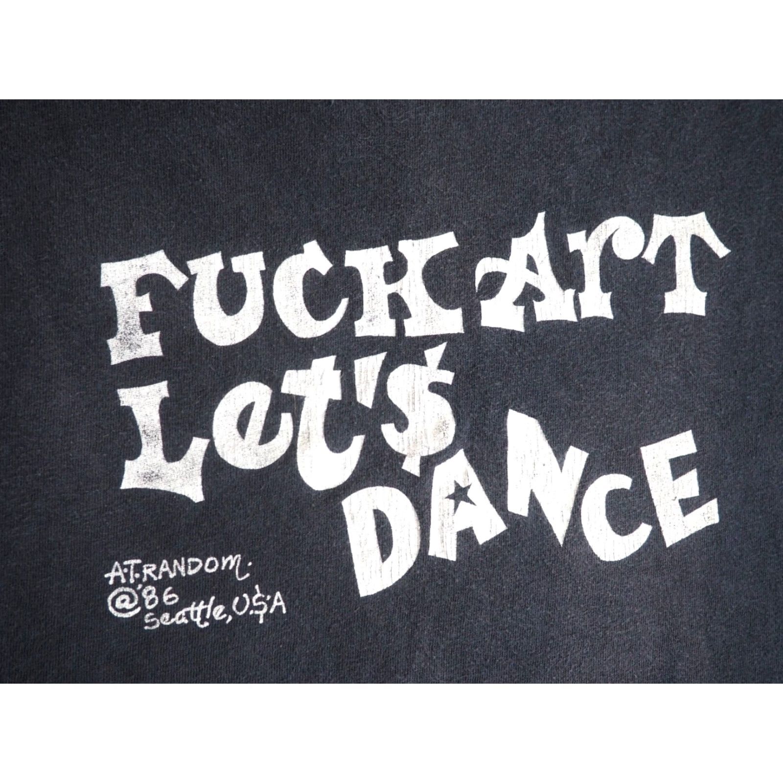 Hanes VTG Hanes T-Shirt Punk Black Logo 80s F**k Art Lets Dance Faded Tee Men L Size US L / EU 52-54 / 3 - 5 Thumbnail