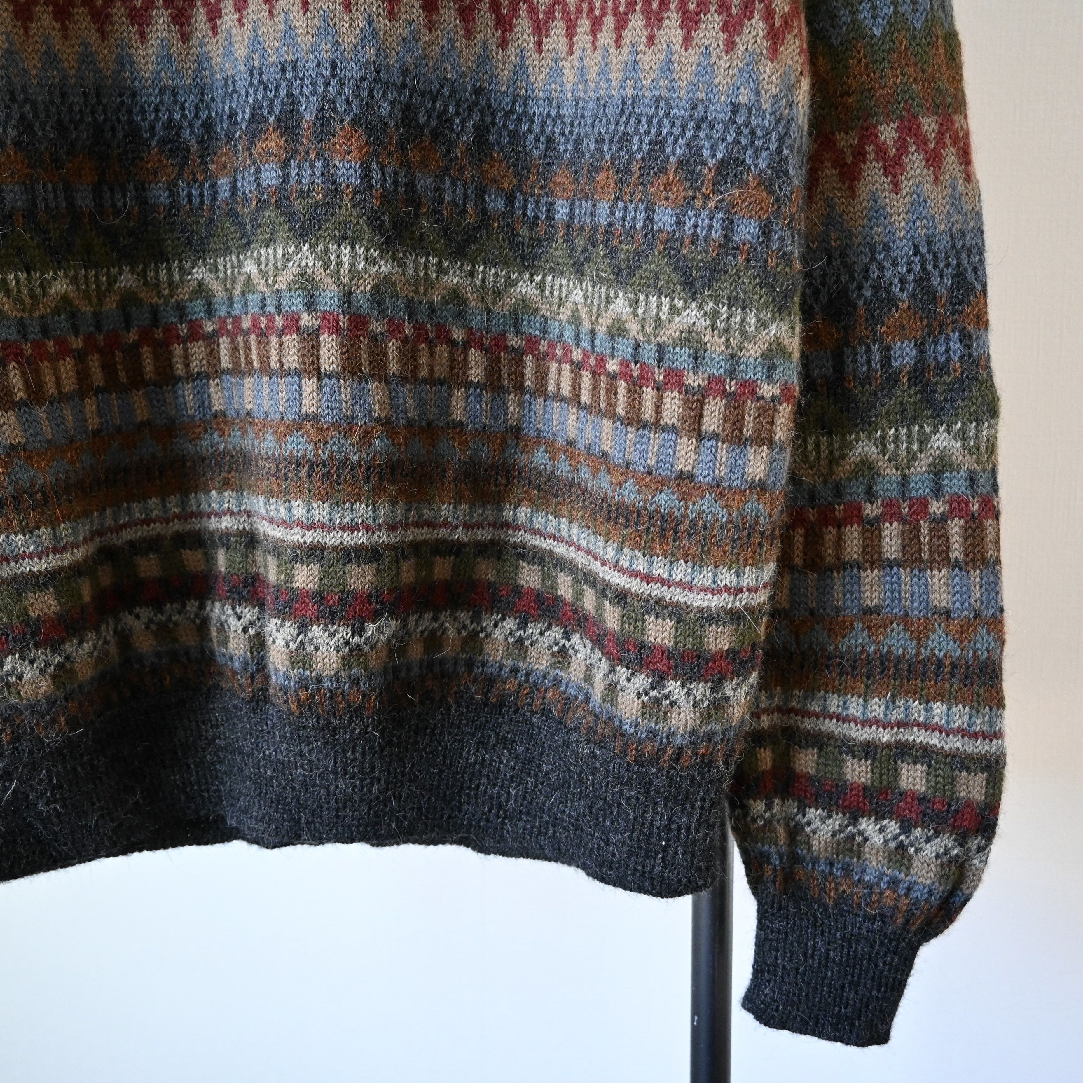 Vintage Vtg WALIKI 100% alpaca folklore striped sweater Size US L / EU 52-54 / 3 - 9 Thumbnail