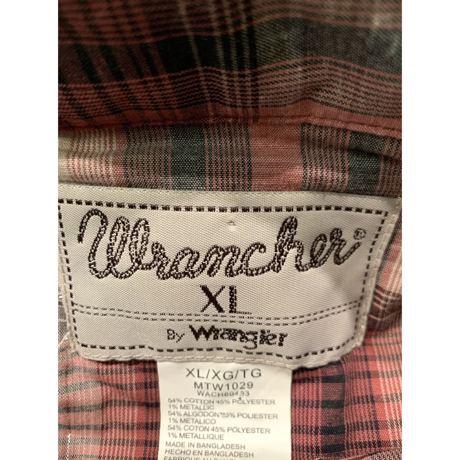 Wrangler VINTAGE Wrangler Western Shirt Mens XL Long Sleeve Plaid Button-Up Casual Cowboy Rodeo Red White Size US XL / EU 56 / 4 - 5 Thumbnail