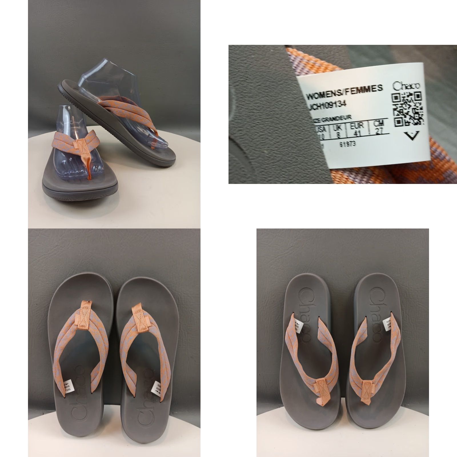 Chaco Chaco Sandals Women Flip Flop Chillos Flip Slip On 10 Pink/Gray Casual Travel blue Summer Womens Size US 8 / IT 38 - 11 Thumbnail