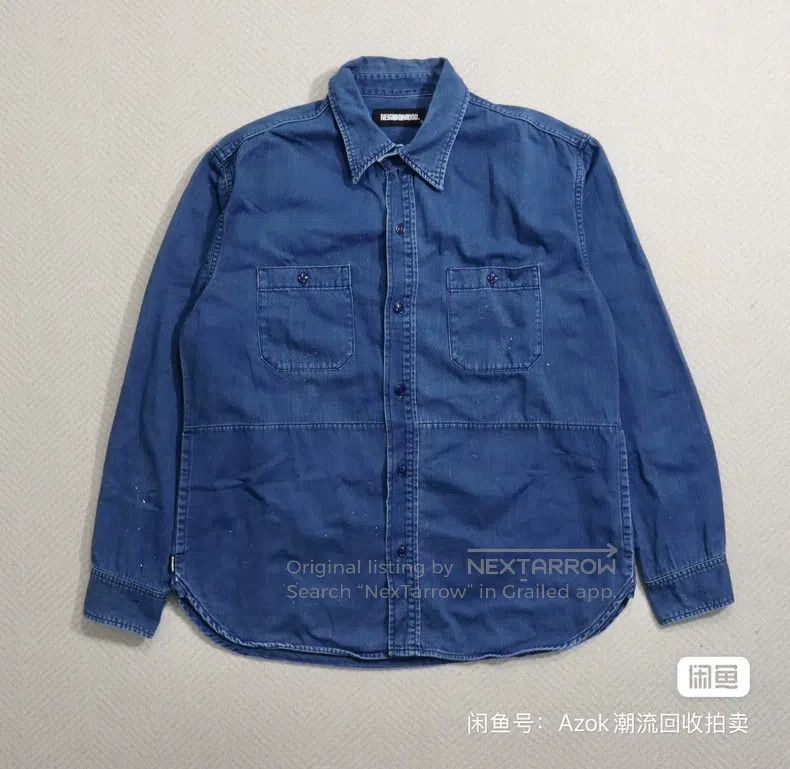 Neighborhood Neighborhood Indigo Dyed Shirt, Denim Shirt, Splashed and Size US L / EU 52-54 / 3 - 2 Thumbnail