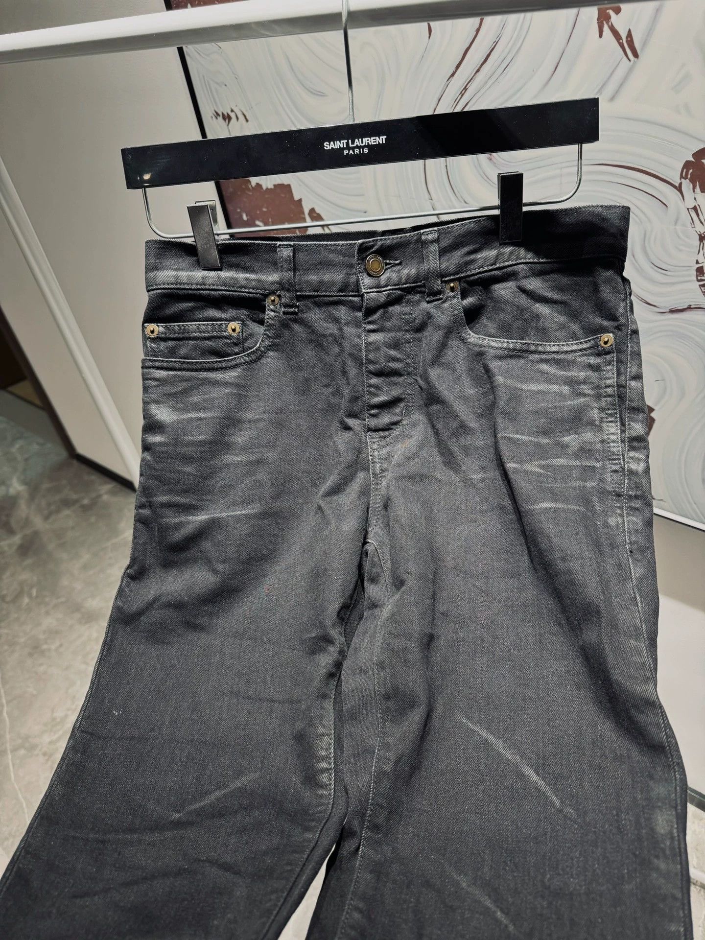 Saint Laurent Paris SLP Saint Laurent 20SS Runway Skinny Waxed Claw Jeans 1of1 Size US 28 / EU 44 - 4 Thumbnail