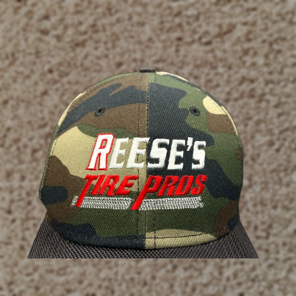 New Era New Era Hat Cap Fitted Adult M Green Camouflage Poly Blend 39Thirty Reese's Tire Pros Fashion Hat Mens Summer 90s Auto Repair Cars Outdoor Men Size ONE SIZE - 1 Thumbnail