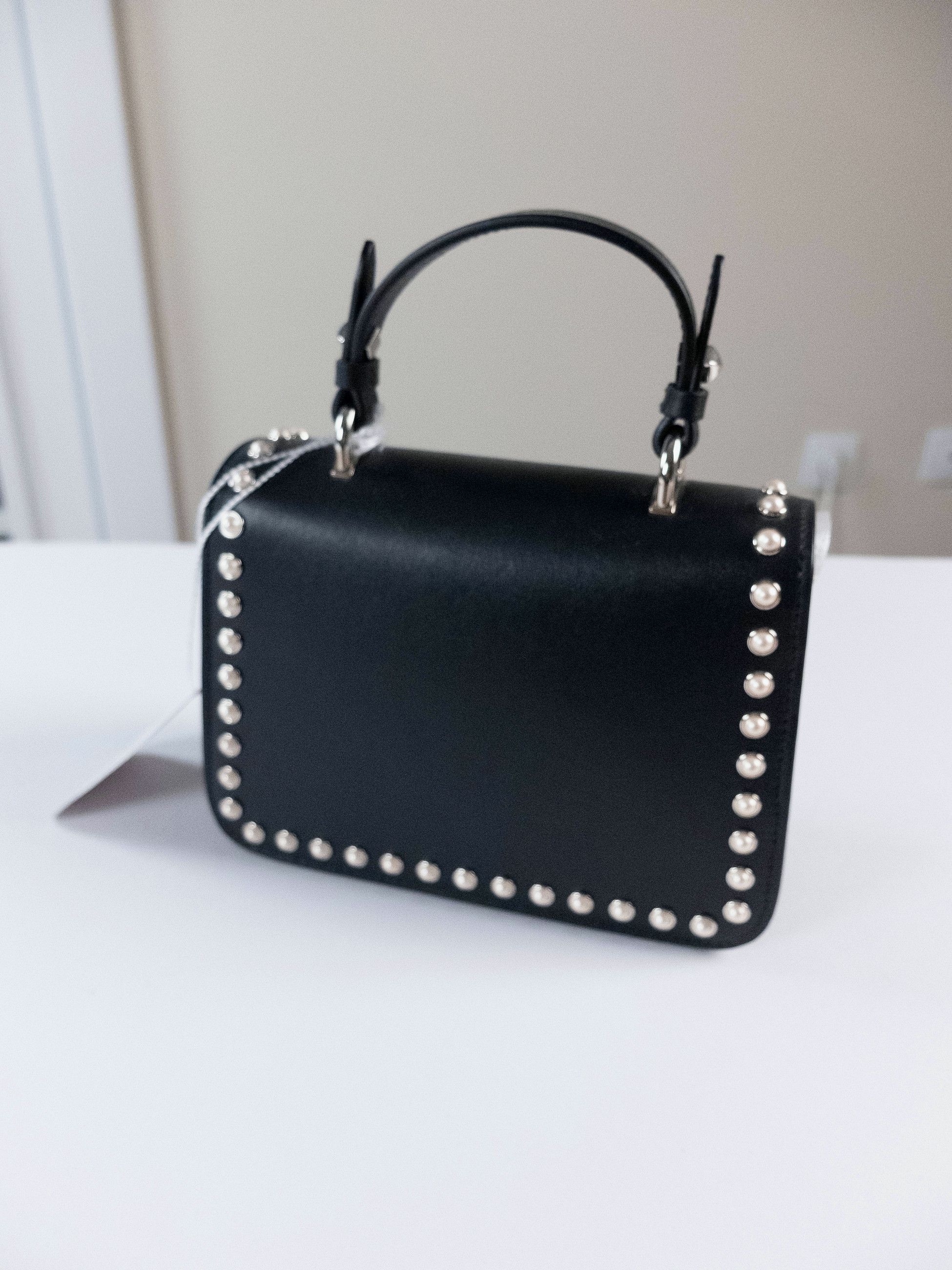 Jimmy Choo JIMMY CHOO JC Top Handle small black leather bag w pearls Size ONE SIZE - 7 Thumbnail