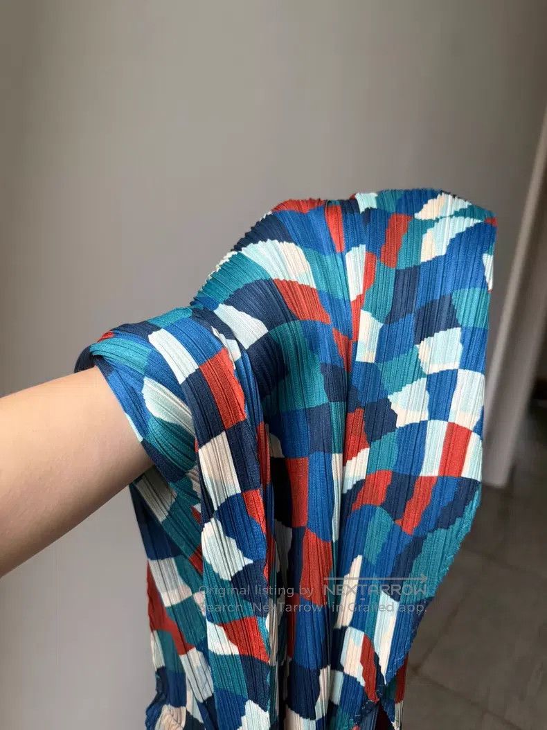 Issey Miyake Issey Miyake size:3 Mosaic Blue Midi Skirt Size 31" - 5 Thumbnail