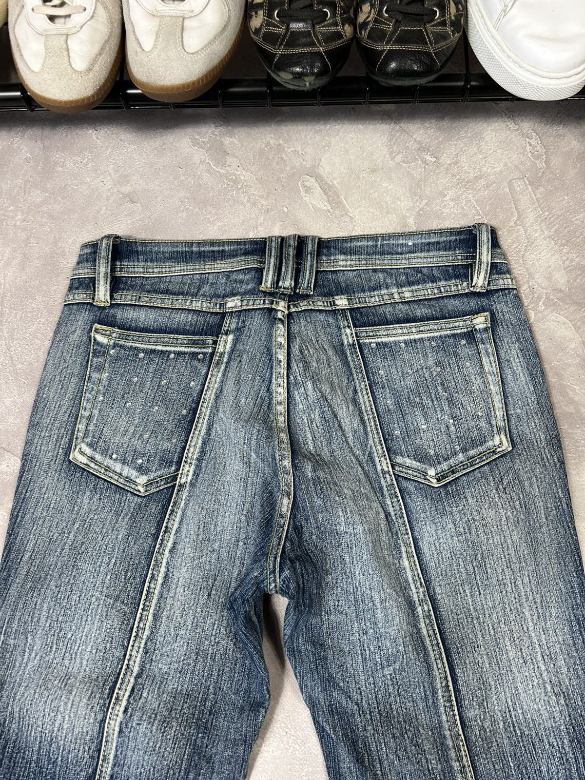 Japanese Brand Rheistones Flared IfSixWasNine Style Fade Distressed Pants Size 36" / US 14 / IT 50 - 3 Thumbnail