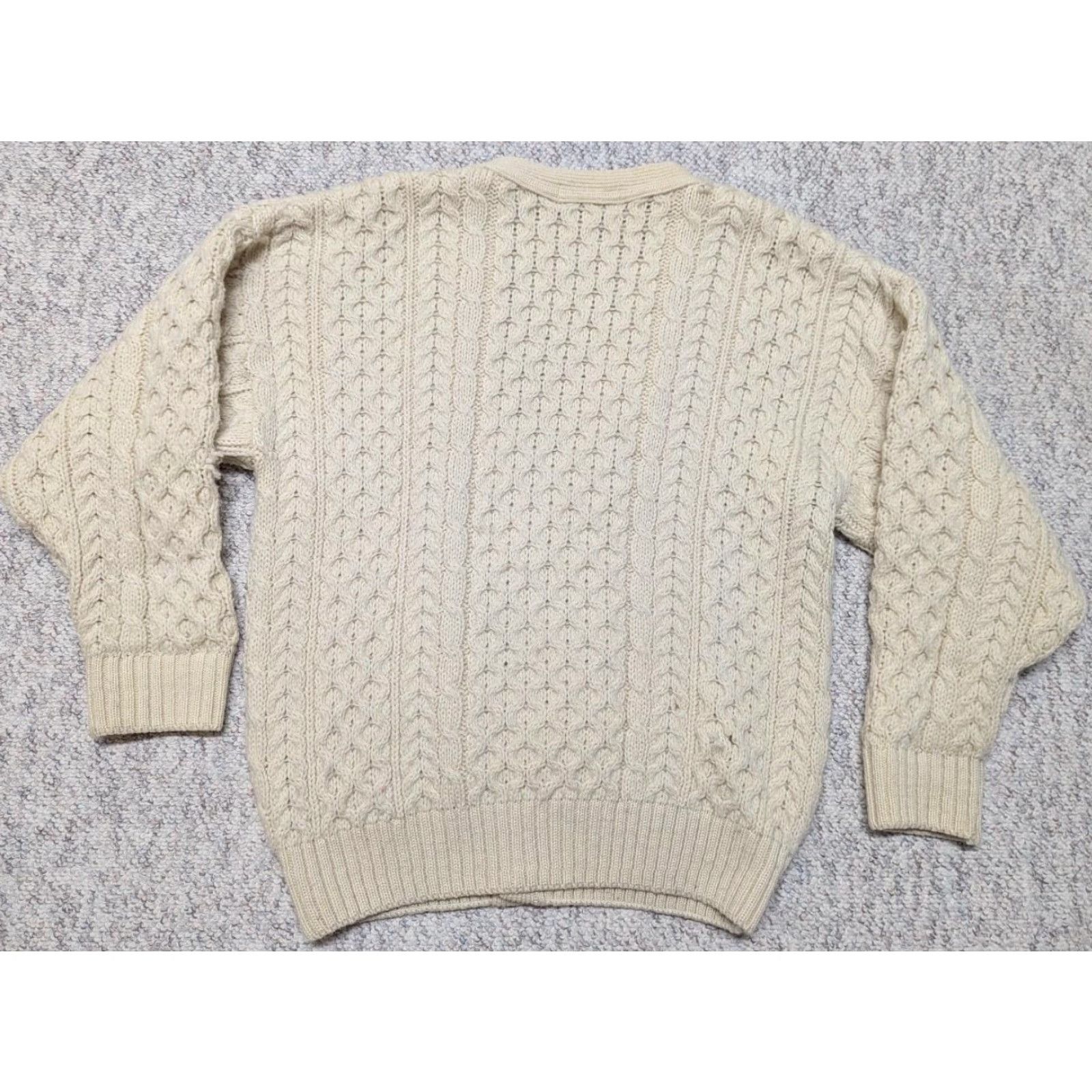 Vintage VINTAGE Highland Home ARAN cardigan sweater L chunky knit cream wool fisherman pattern Mens Size US L / EU 52-54 / 3 - 2 Thumbnail