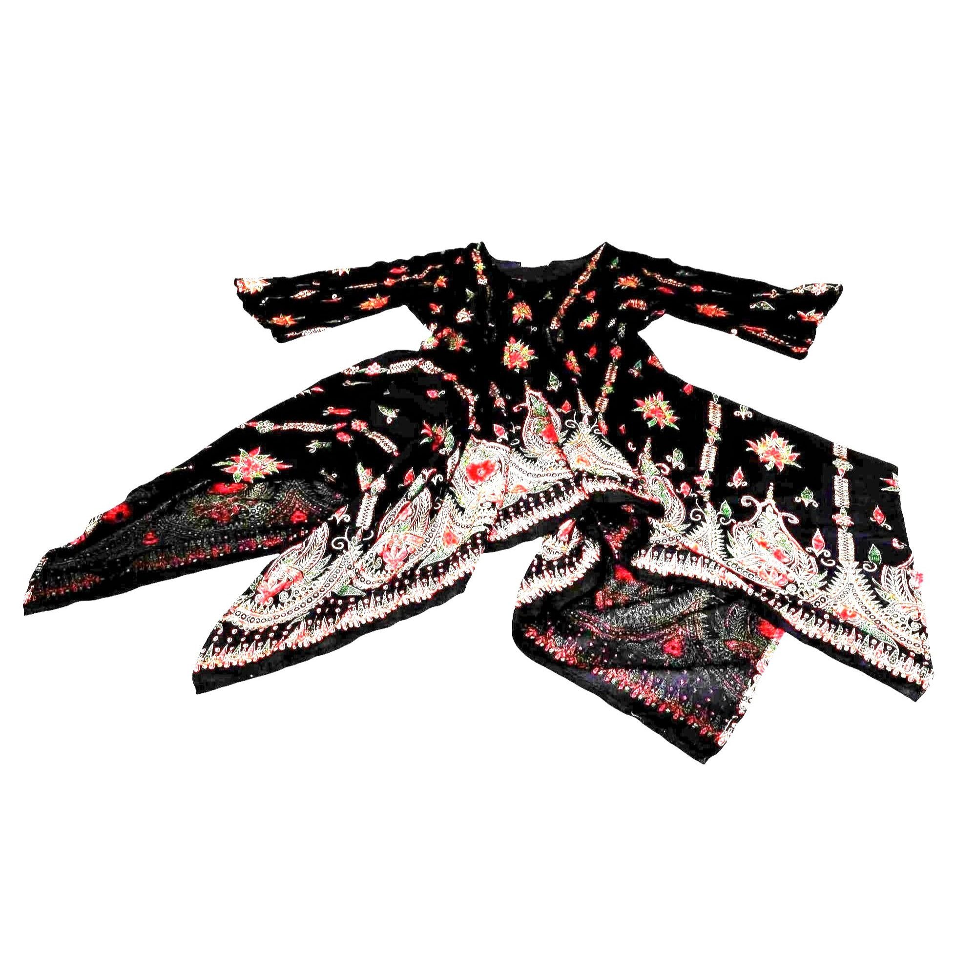 Other Lapogee Maxi Dress XL Black Floral V Neck Flare Sleeves Asy Size XL / US 12-14 / IT 48-50 - 5 Thumbnail