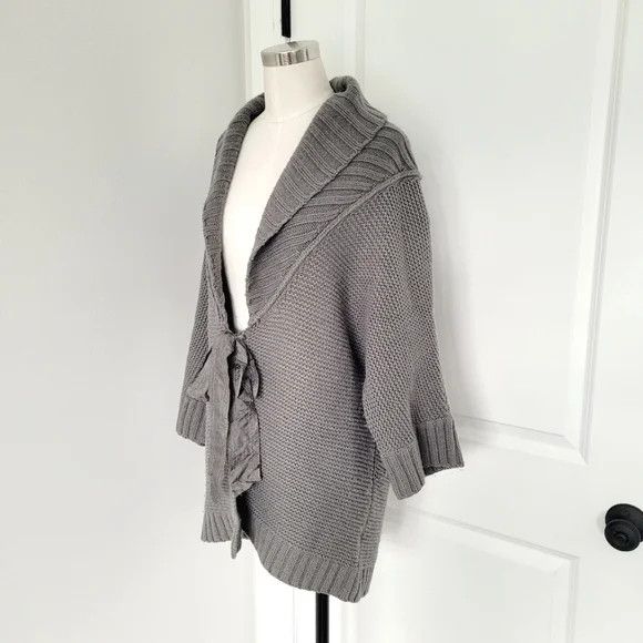 Generra Wool/Cashmere Tie-Front 3/4 Slv Knit Cardigan Fall Spring Size S / US 4 / IT 40 - 3 Thumbnail