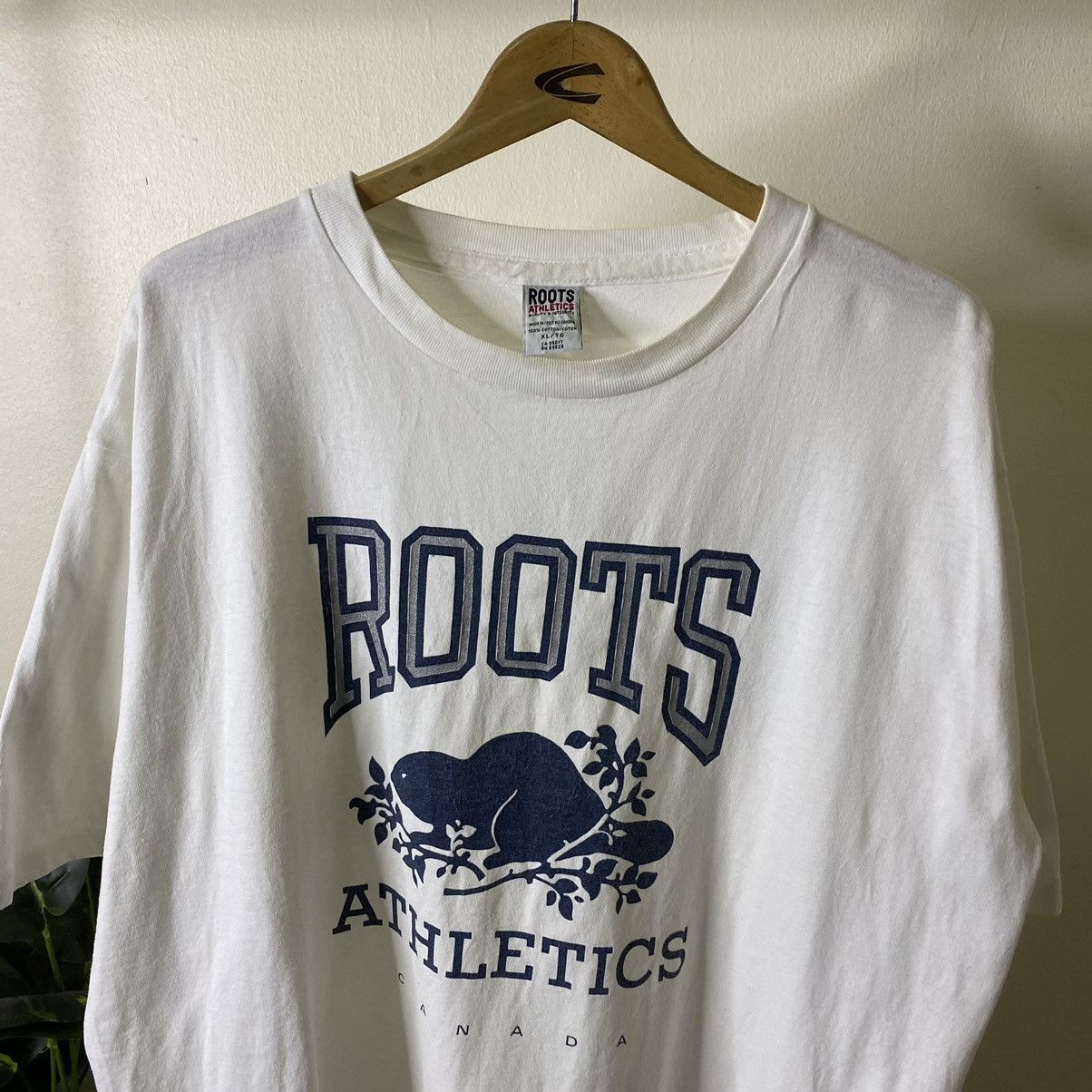 Roots Vintage 1990s Root Athletics Big Logo Tee Size US XL / EU 56 / 4 - 2 Thumbnail