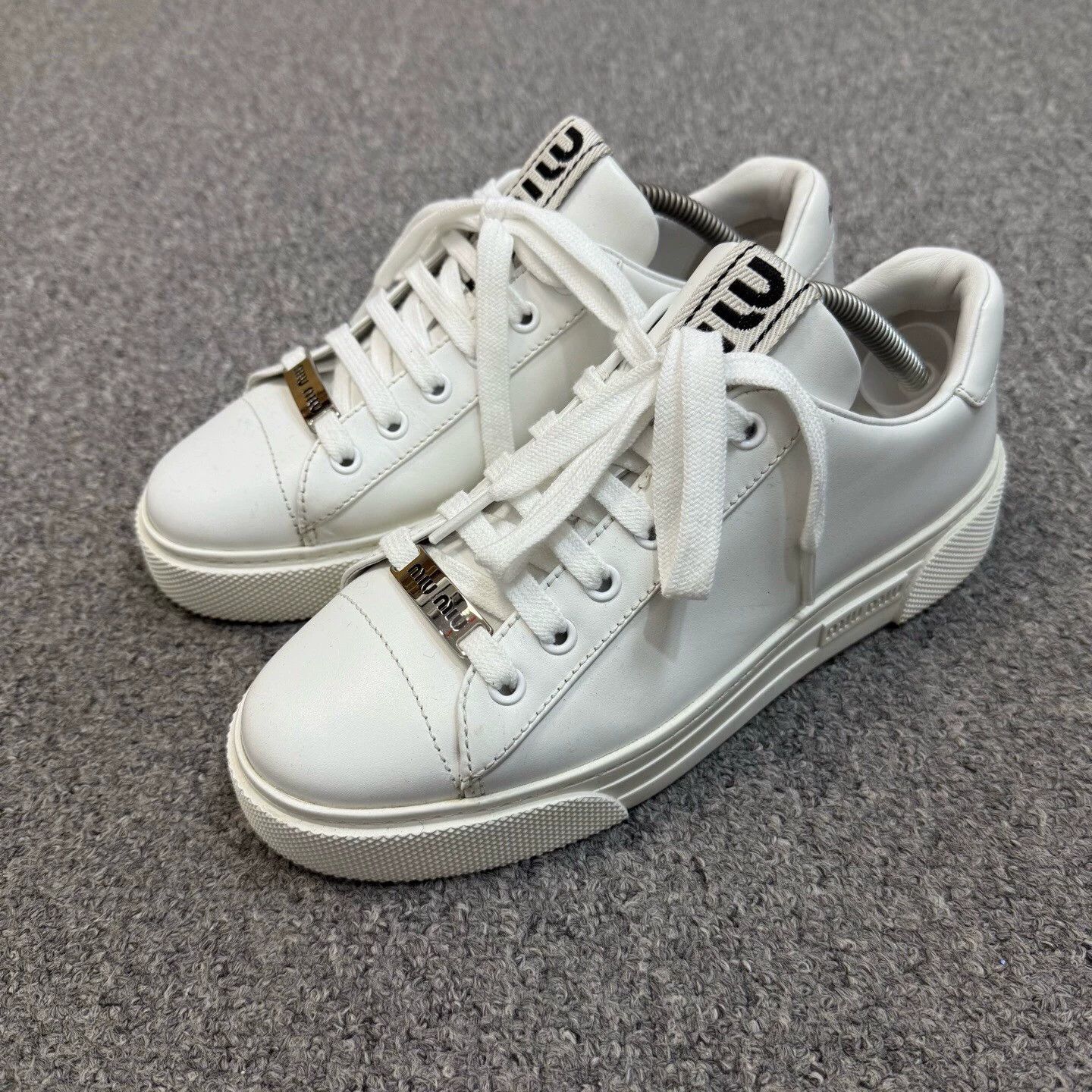 Miu Miu MIU MIU White Sporty Sneakers EU 37 95 New Size US 6 / IT 36 - 1 Thumbnail