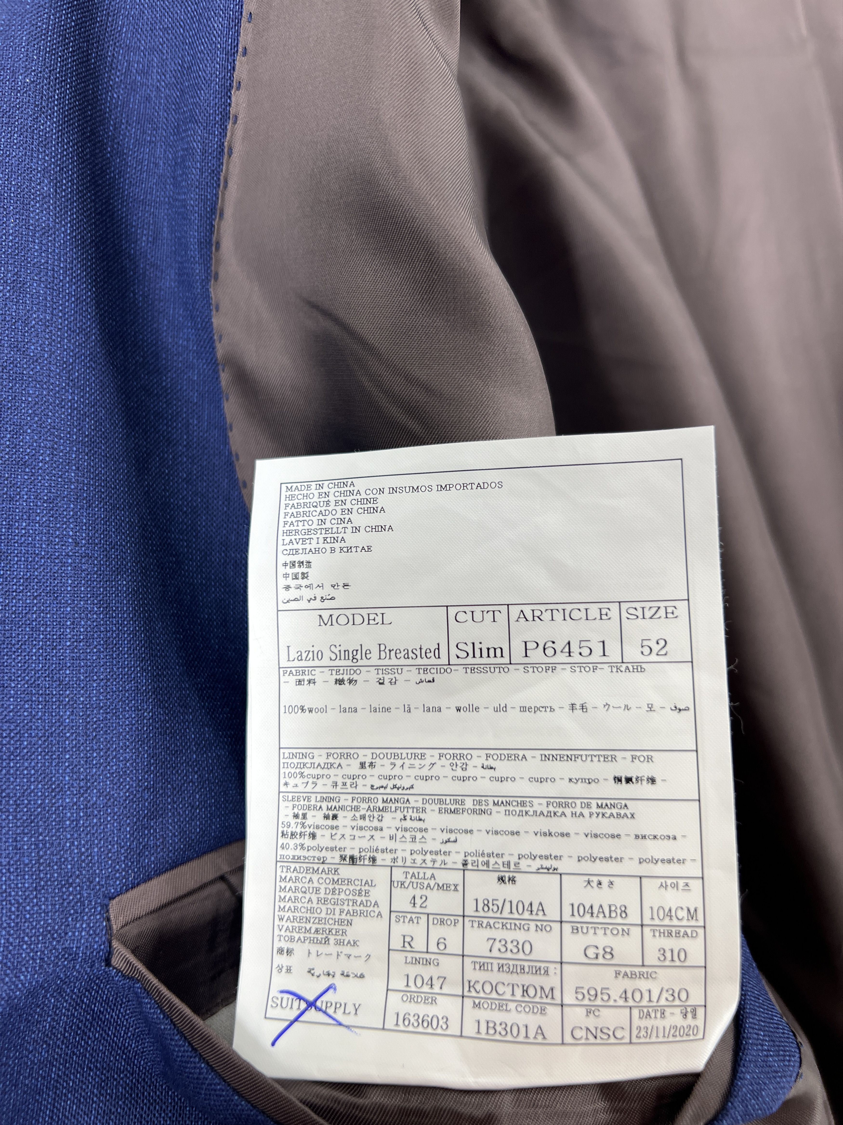 Suitsupply Lazio Wool Formal Blazer Waistcoat Suit EU:52; UK/US:42S Size 42S - 12 Thumbnail