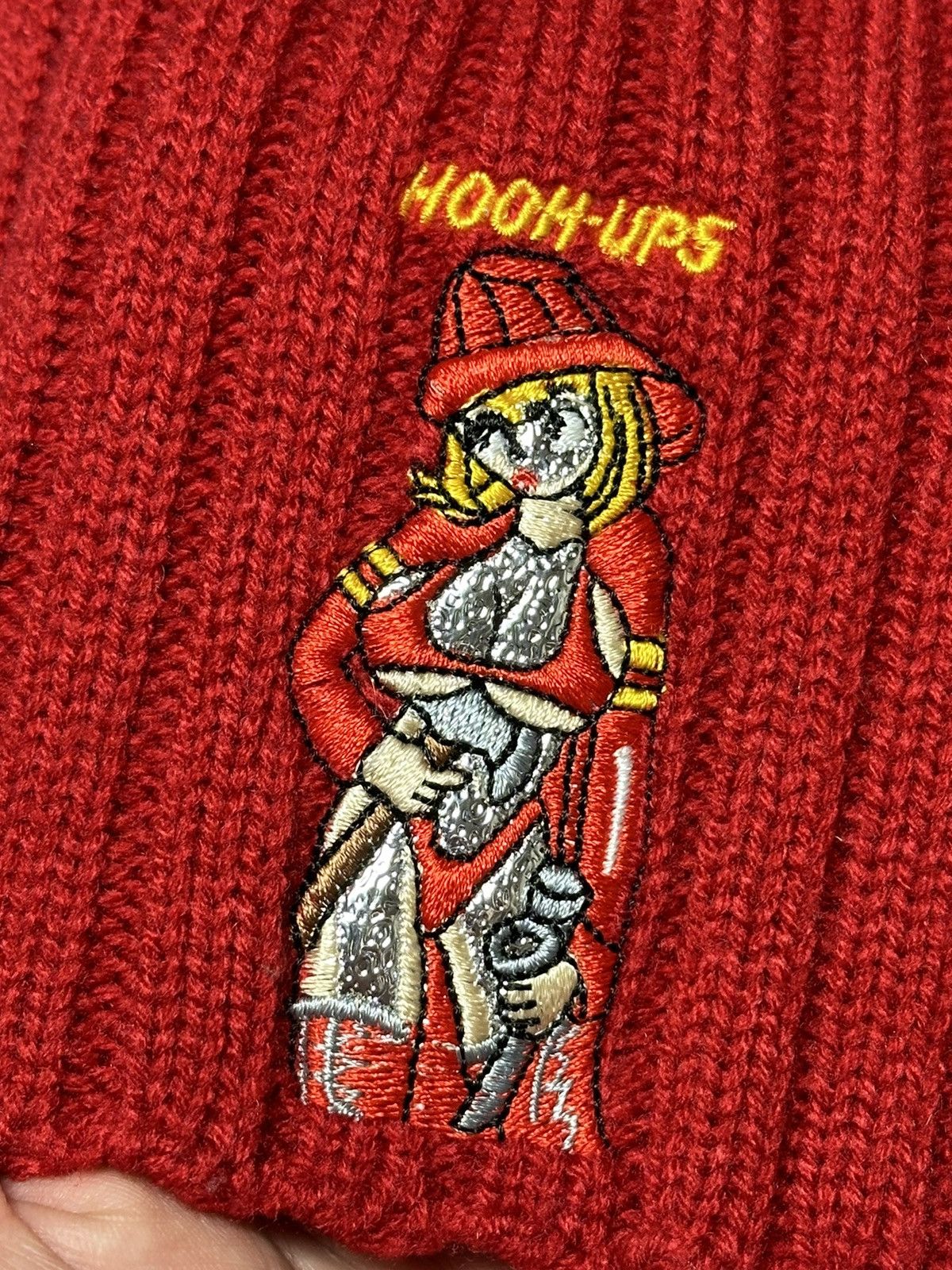 Anime Vintage Hook Ups Fire Anime Girl Beanie Hat Size ONE SIZE - 5 Thumbnail