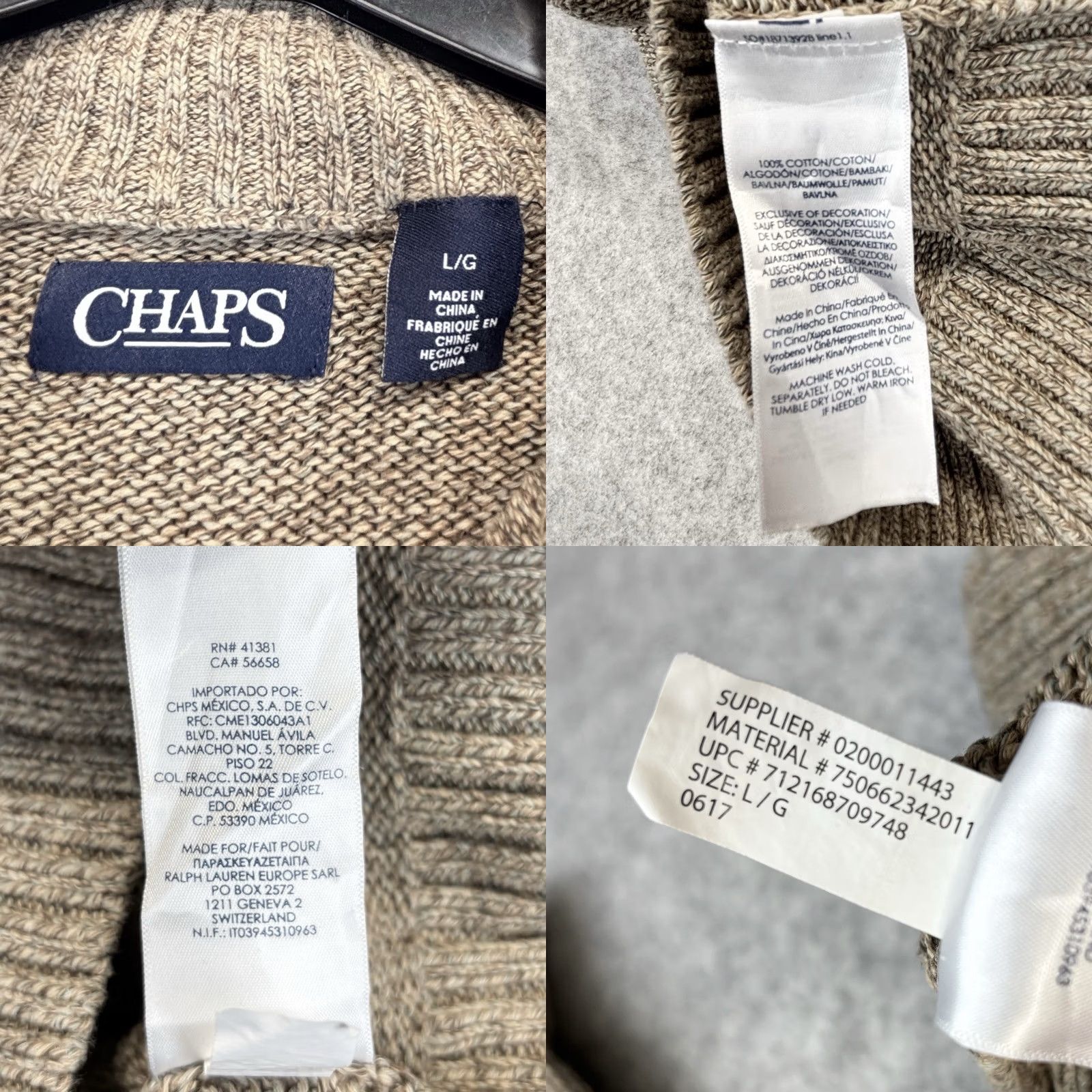Chaps Chaps Jumper Mens Large Button Neck Oatmeal Brown Elbow Patch Knit Pullover Size US L / EU 52-54 / 3 - 8 Thumbnail