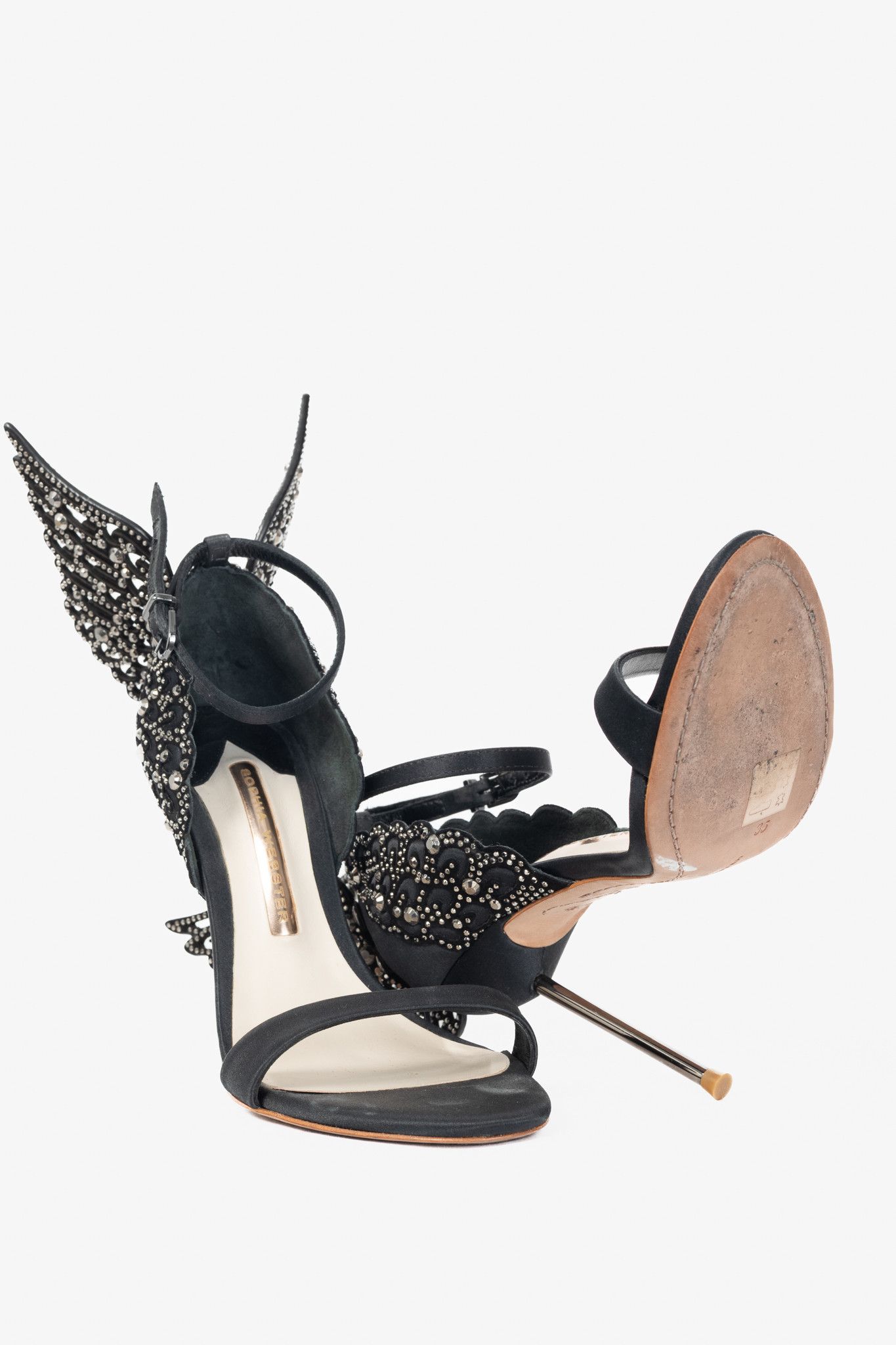 Sophia Webster Sophia Webster Evangeline Crystal-Embellished Satin Sandals Size US 4.5 / IT 34.5 - 4 Thumbnail