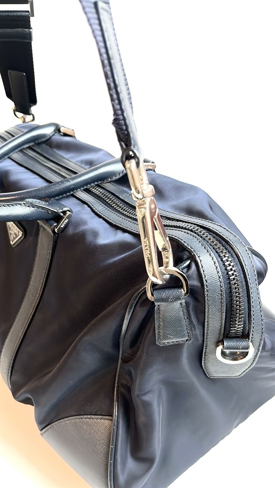 Prada Prada Bleu Tessuto Saffiano-Leather-Trim Duffle Bag Size ONE SIZE - 8 Thumbnail