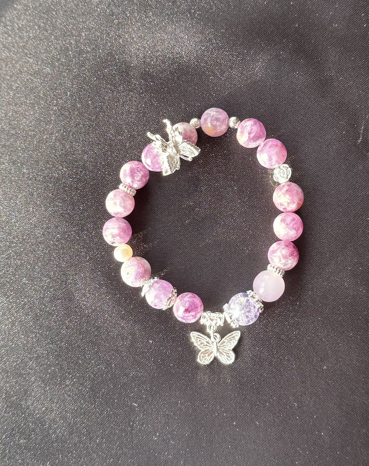 Handmade Purple lepidolite butterfly bracelet Size ONE SIZE - 3 Thumbnail