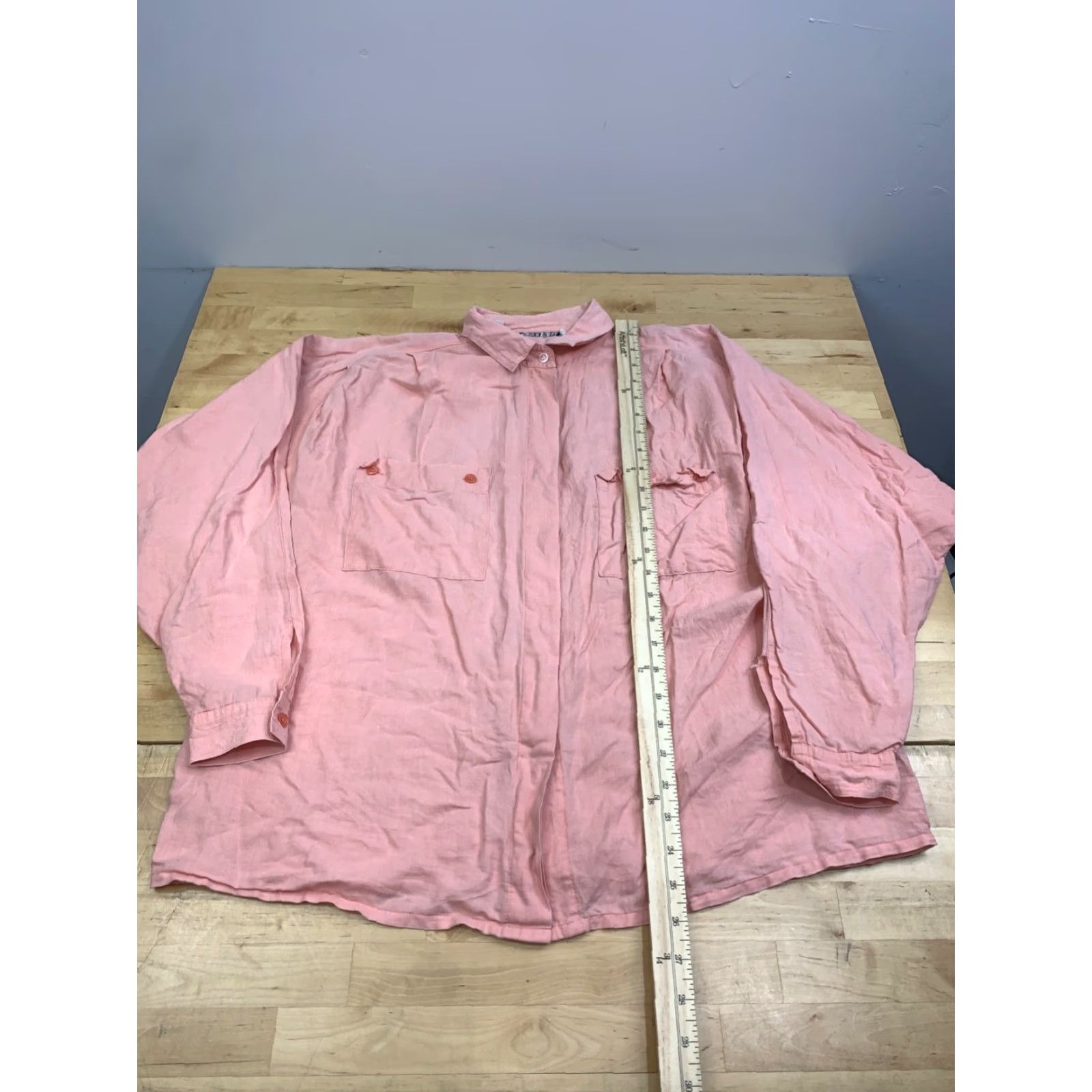 Vintage VINTAGE Casey & Usd Shirt Women M Pink Long Sleeve Button-Up Linen Blend Oversize 12865 Size M / US 6-8 / IT 42-44 - 4 Thumbnail
