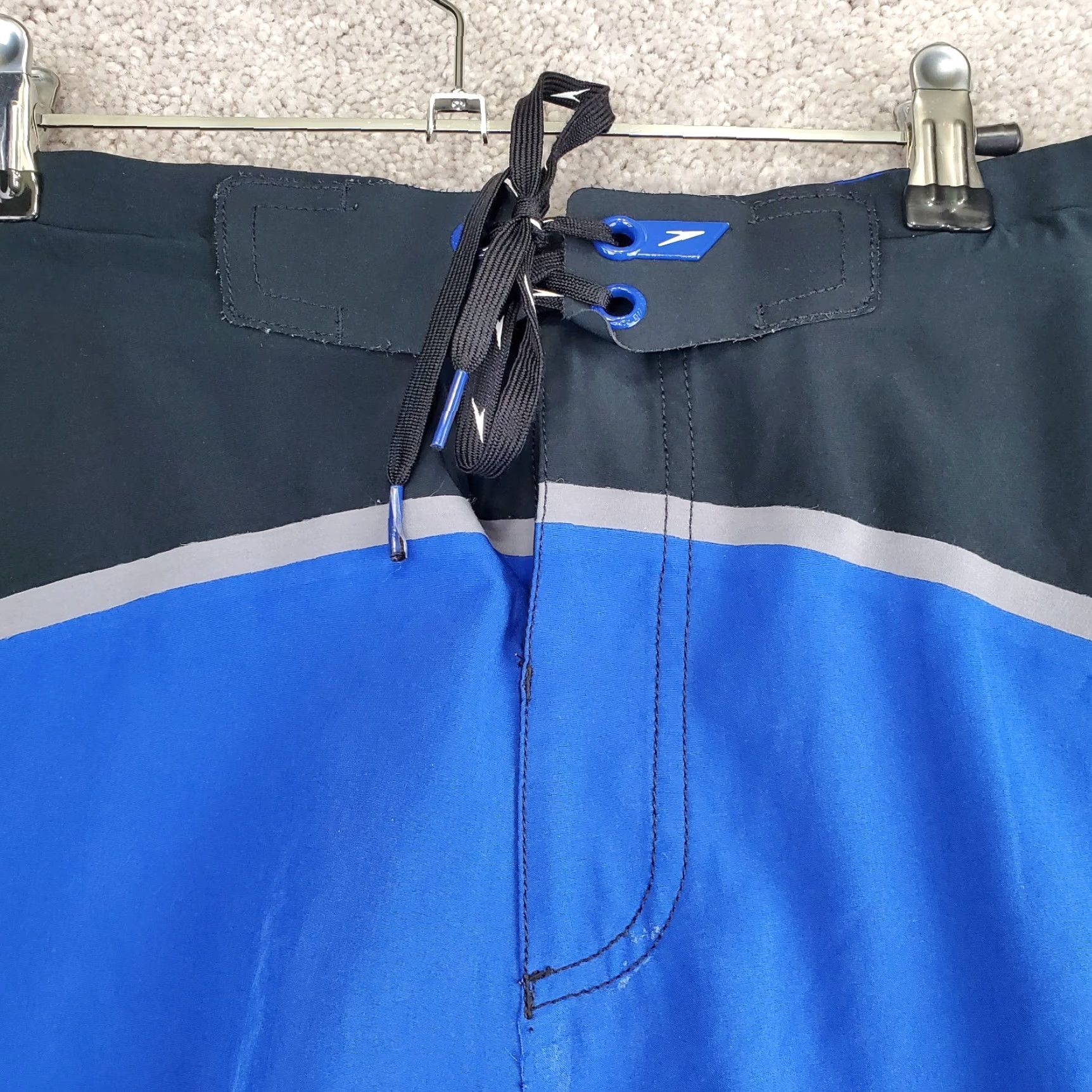 Speedo Speedo Shorts Men 36 Blue Black Polyester Stretch Lace-Up Boardshorts Pockets Size US 36 / EU 52 - 3 Thumbnail