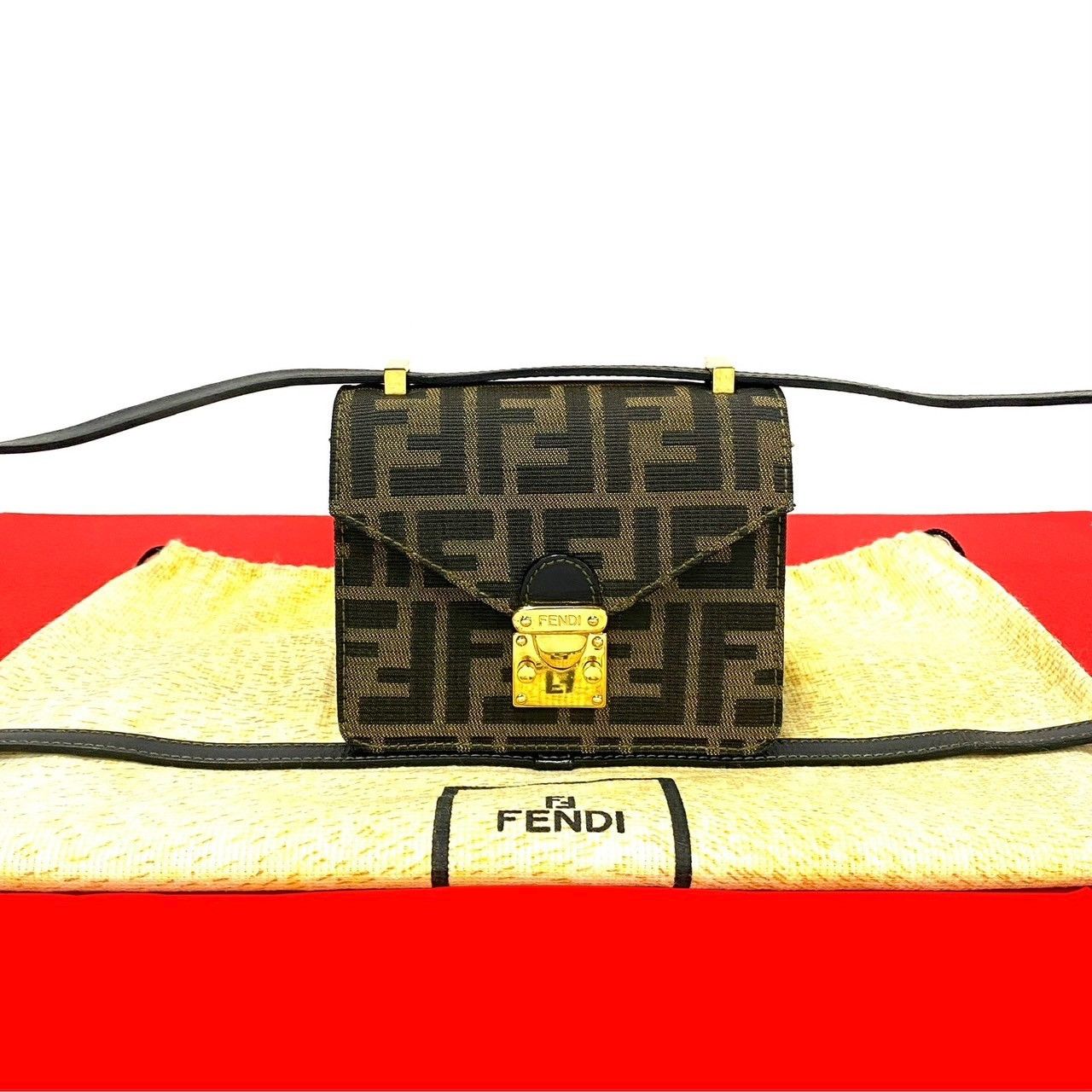 Fendi Fendi Zucca Ff Leather Canvas Mini Shoulder Bag Leather Shoulder Bag in Brown, Women's
