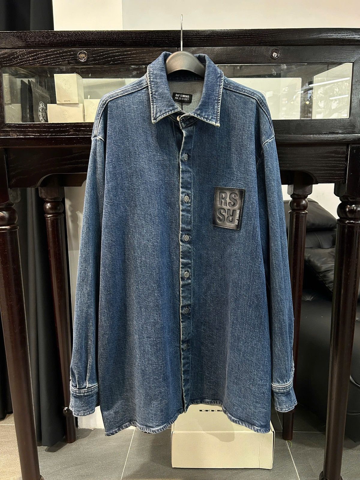 トップス RAF SIMONS 2022ss denim shirt with label RAF SIMONS 2022ss denim shirt with label