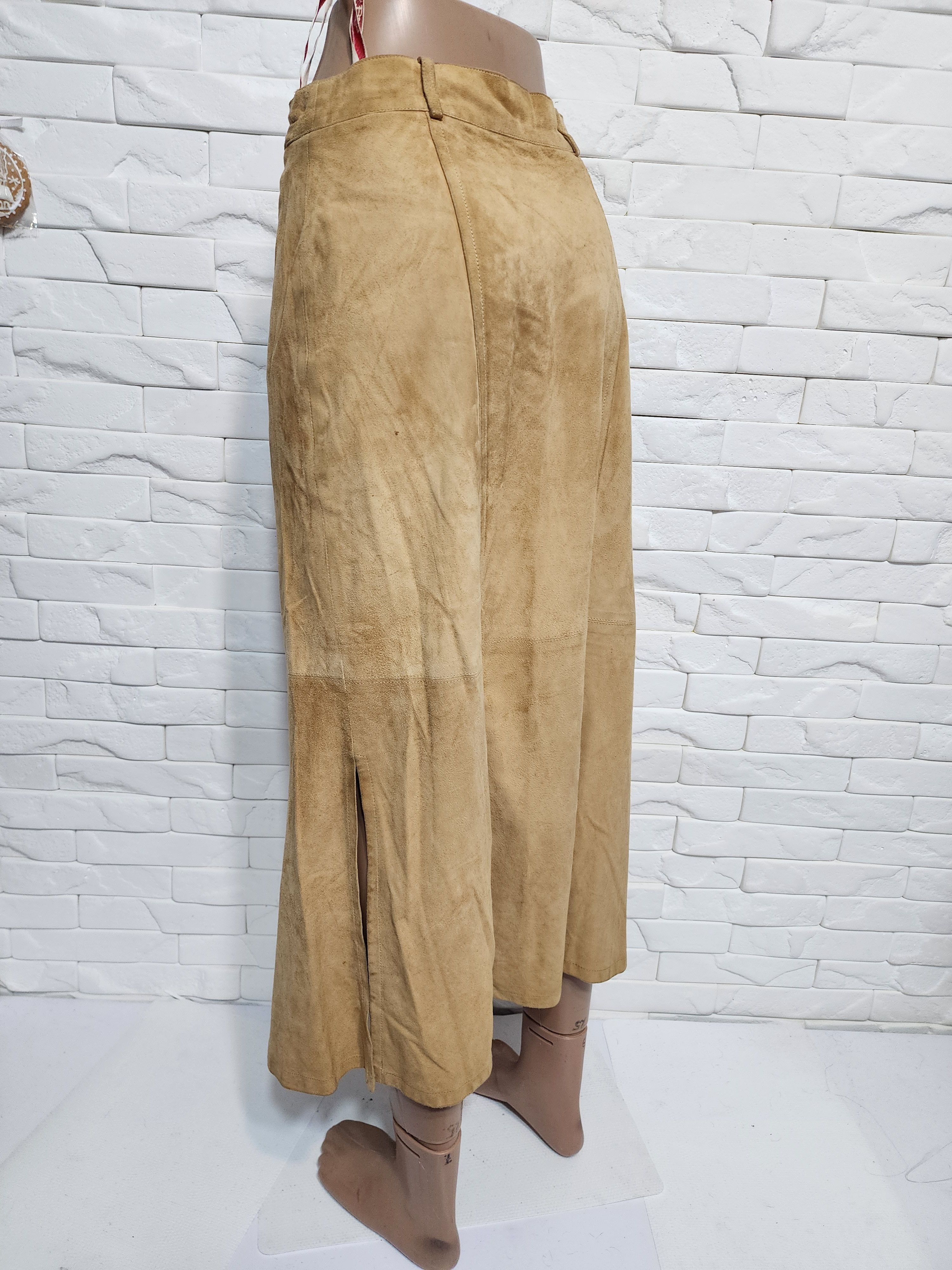 Other Brown Suede Leather Skirt, Plastic Buttons Fasteners Size 28" / US 6 / IT 42 - 6 Thumbnail
