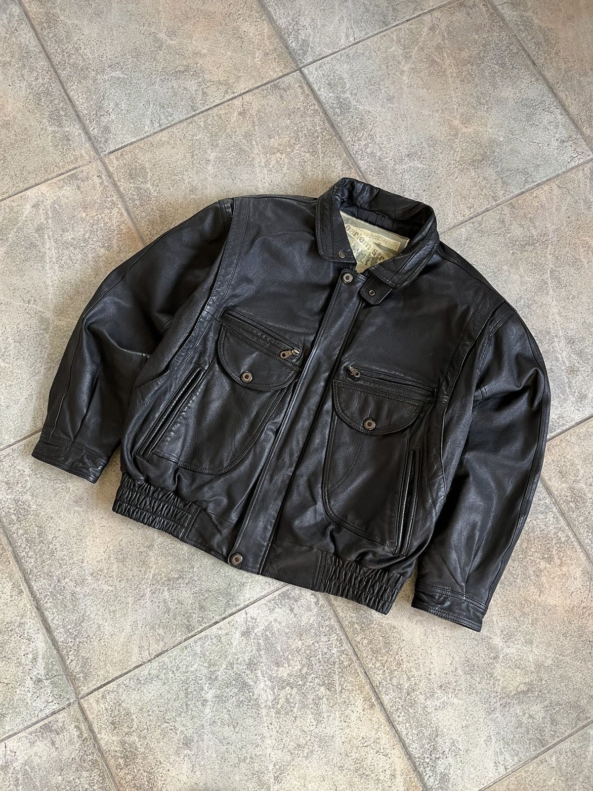 image of Harley Davidson x Leather Jacket Later Jacket Y2K Harlem Strut ,frontline By Styven Lukas in Black 