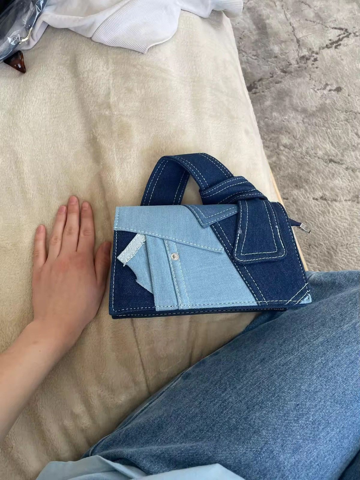Vintage Block Denim Square Shoulder Bag Size ONE SIZE - 7 Thumbnail