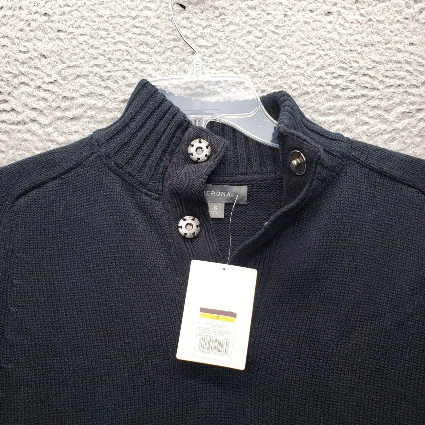 Merona Merona Sweater Mens Small Black Chunky Knit Raglan Sleeve Mock Neck Snap Front Size US S / EU 44-46 / 1 - 5 Thumbnail
