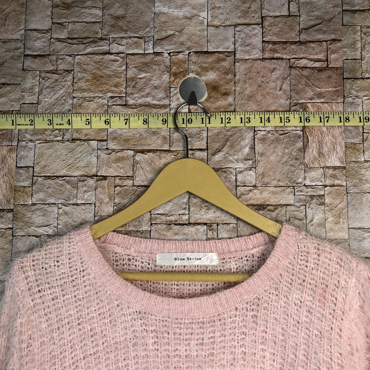 Japanese Brand Blue Stripe Pink Shag Shaggy Fur Mohair Knitwear #A491 Size L / US 10 / IT 46 - 4 Thumbnail