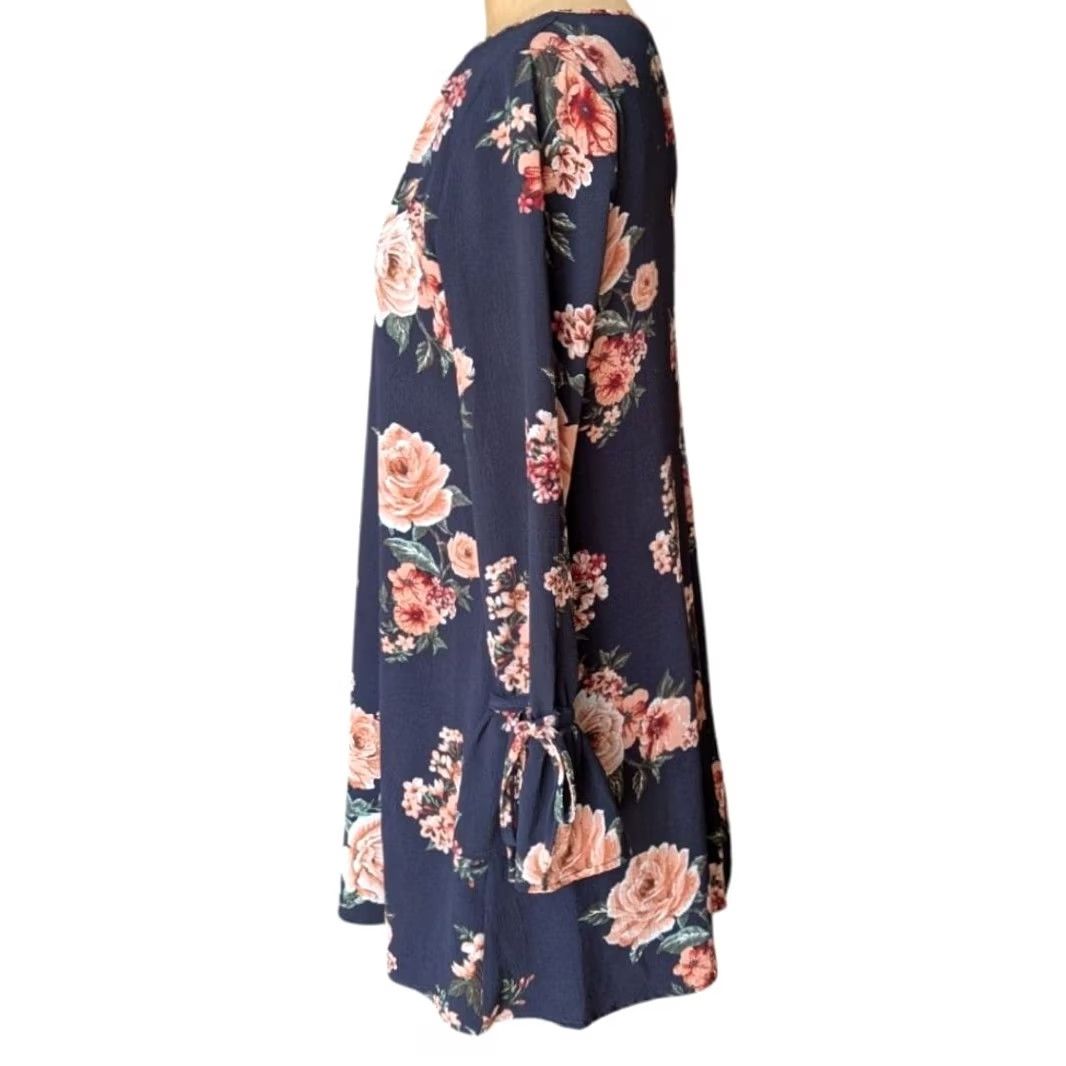 Vintage Navy Blue Floral Strappy V-Neck Bell Sleeve Shift Dress Boho Hippie Cottagecore Altar'd State Women S Bell Sleeve Dress Size S / US 4 / IT 40 - 5 Thumbnail