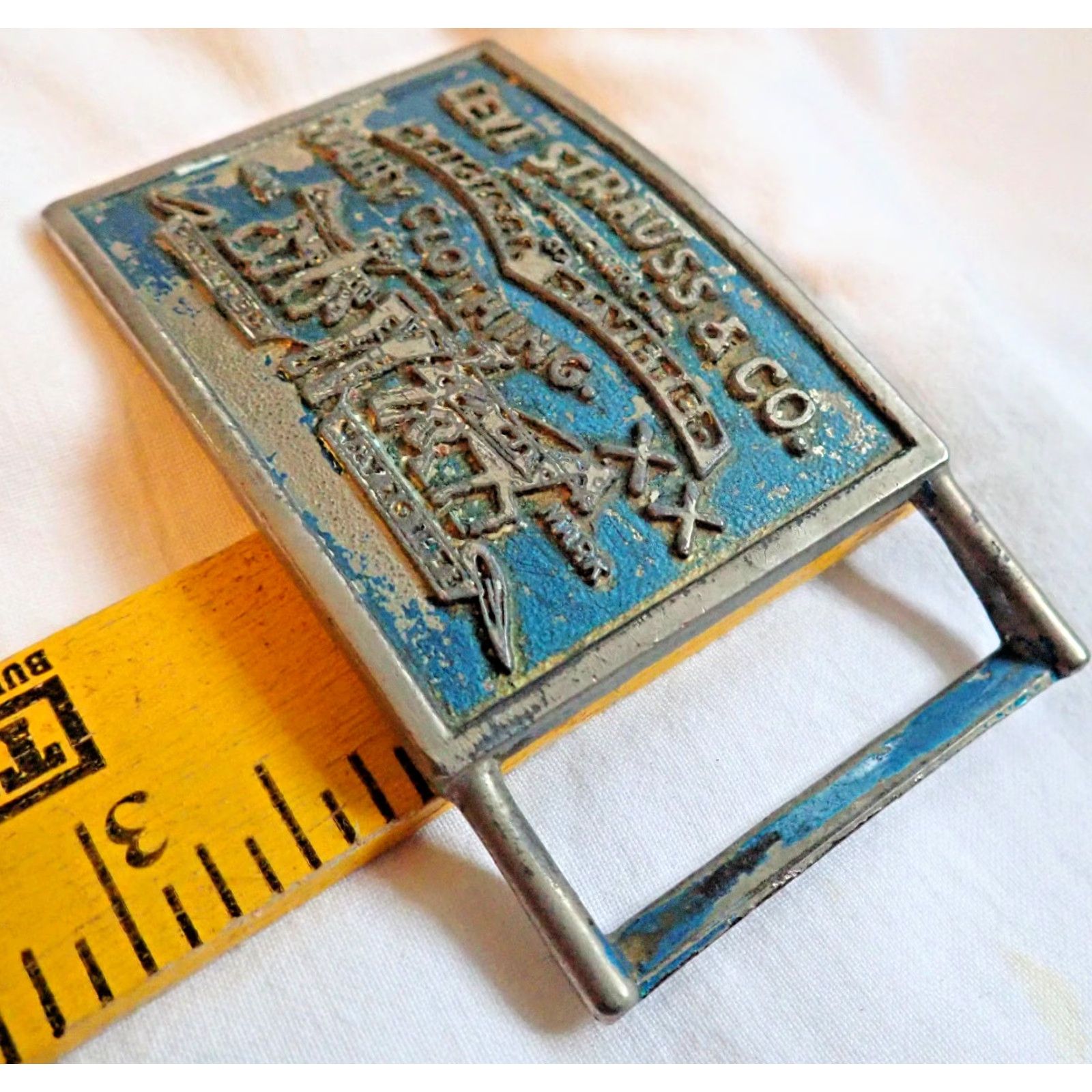 Levi's VINTAGE Levi's Belt Buckle 1970s Two Horse Levi Strauss & Co Original Belt Buckle Metal Unisex Adult Leather? Size ONE SIZE - 3 Thumbnail