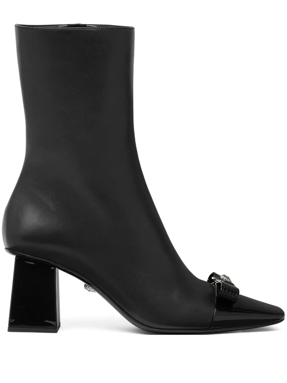 Versace o1s22i1n1024 Gianni Ribbon Leather Ankle Boots in Black Size US 9 / IT 39 - 1 Thumbnail