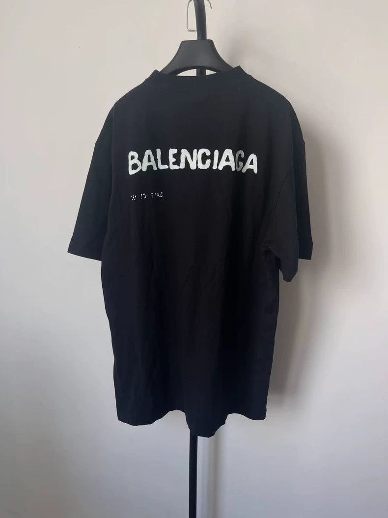 Balenciaga Balenciaga Logo Printed Ribbed Short Sleeve Dolman Sleeve Size M / US 6-8 / IT 42-44 - 2 Thumbnail